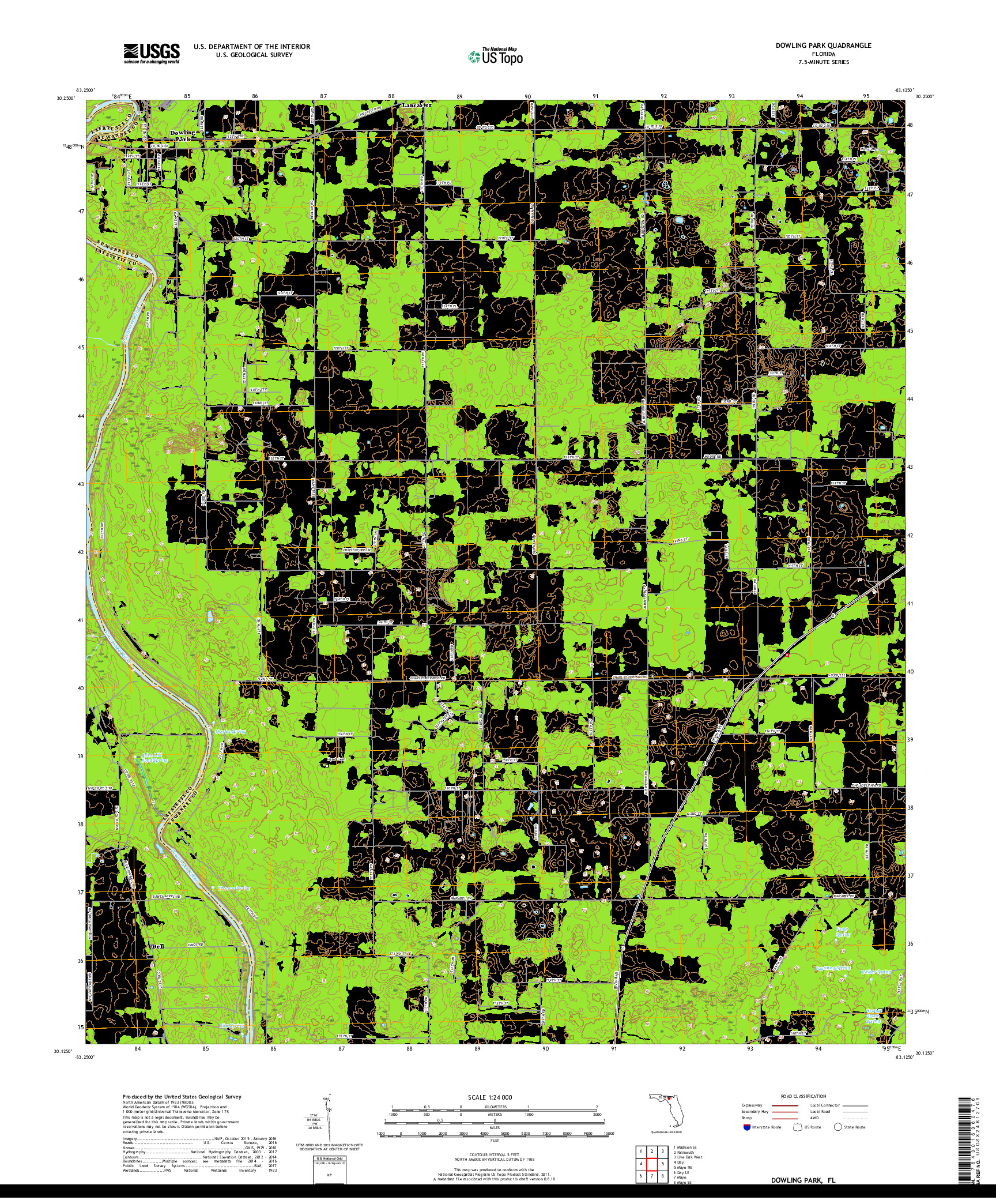 USGS US TOPO 7.5-MINUTE MAP FOR DOWLING PARK, FL 2018