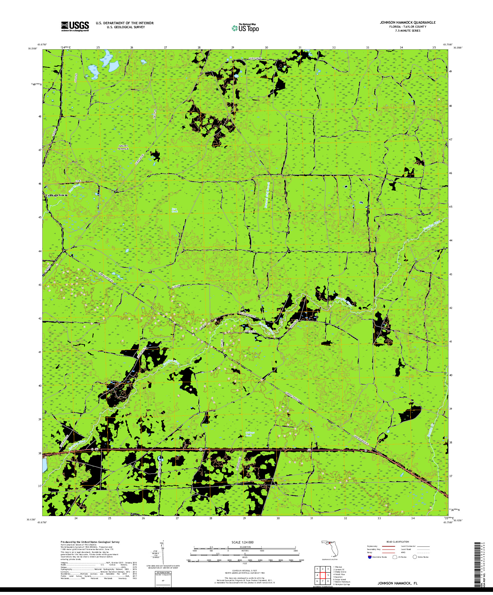 USGS US TOPO 7.5-MINUTE MAP FOR JOHNSON HAMMOCK, FL 2018