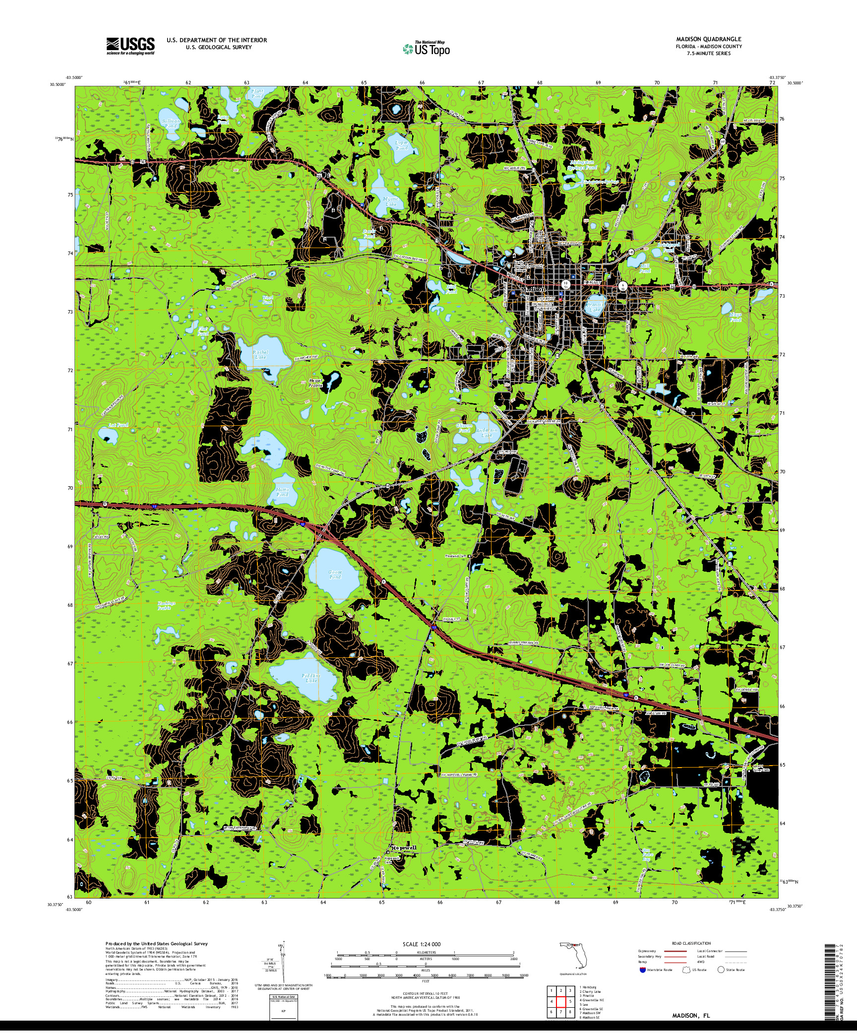 USGS US TOPO 7.5-MINUTE MAP FOR MADISON, FL 2018