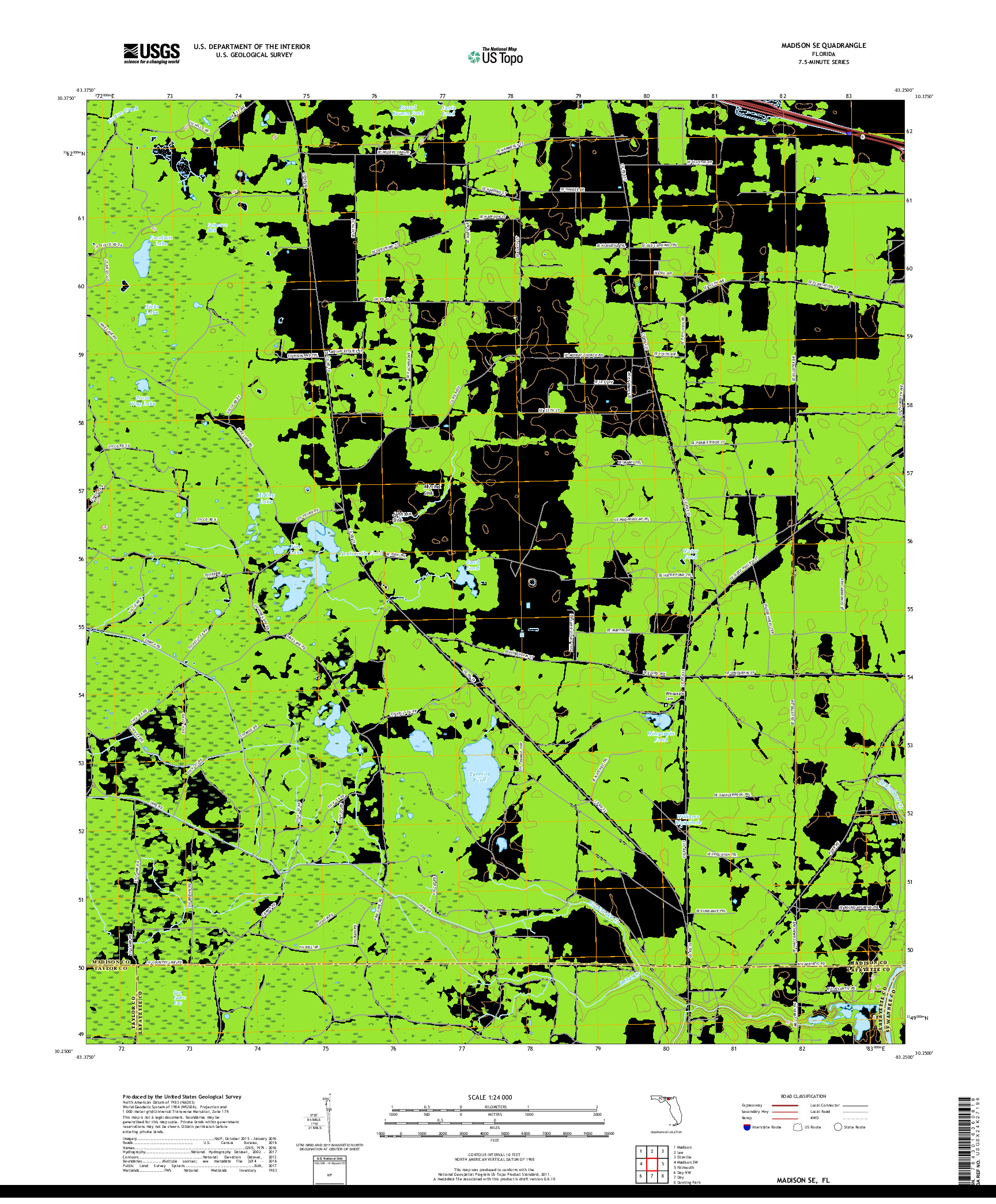 USGS US TOPO 7.5-MINUTE MAP FOR MADISON SE, FL 2018