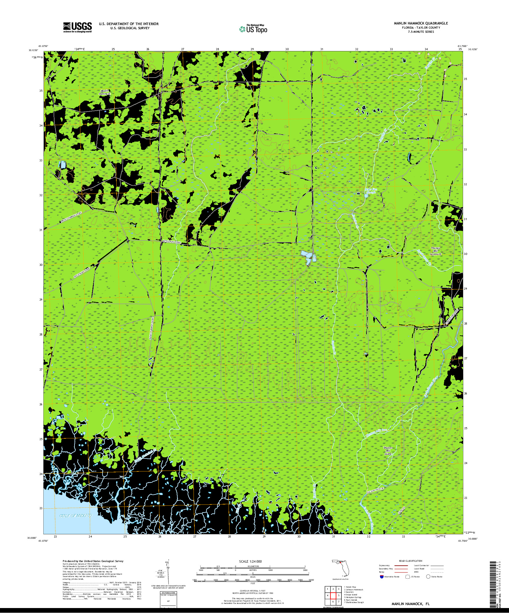 USGS US TOPO 7.5-MINUTE MAP FOR MANLIN HAMMOCK, FL 2018