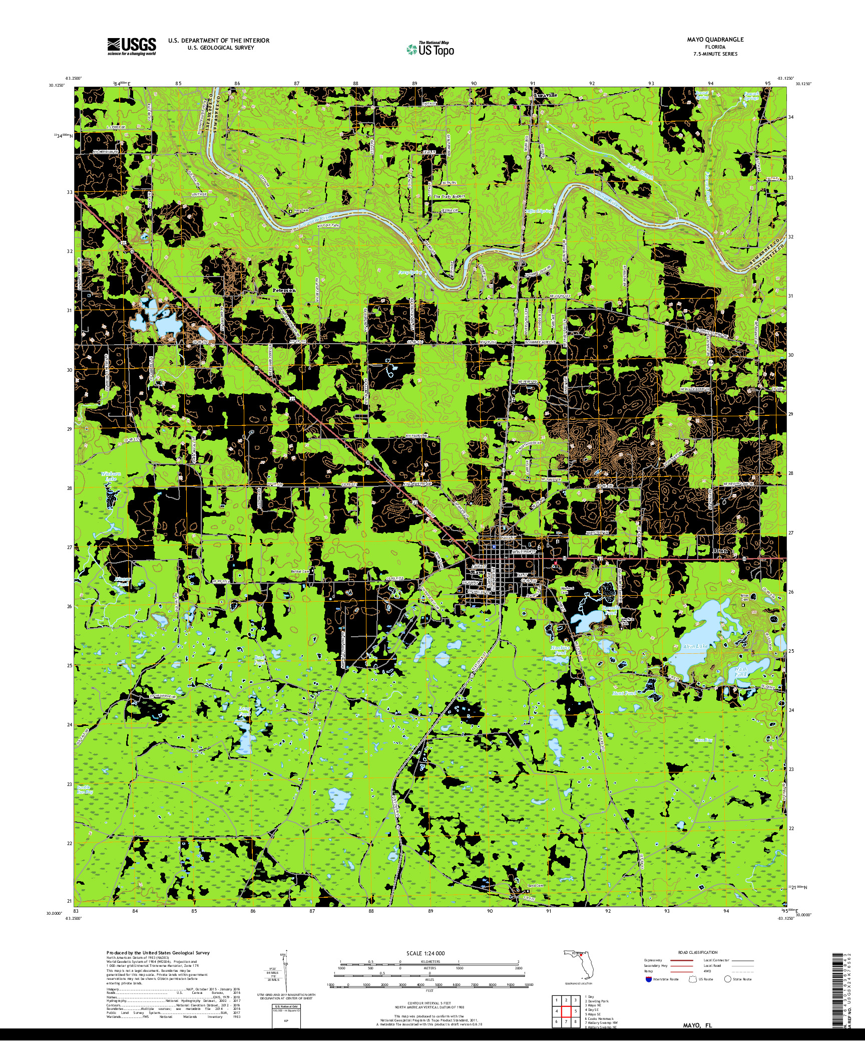 USGS US TOPO 7.5-MINUTE MAP FOR MAYO, FL 2018