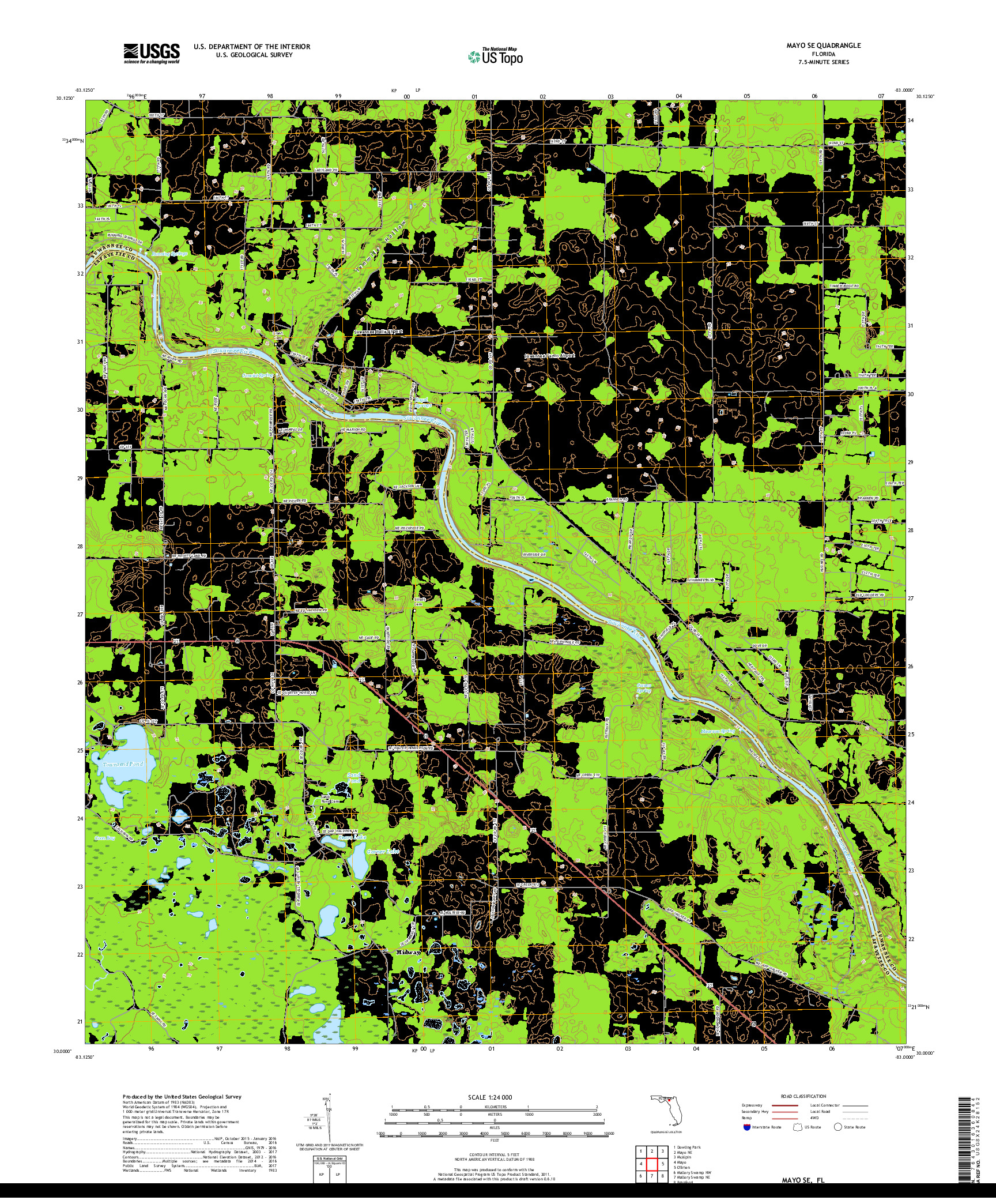 USGS US TOPO 7.5-MINUTE MAP FOR MAYO SE, FL 2018