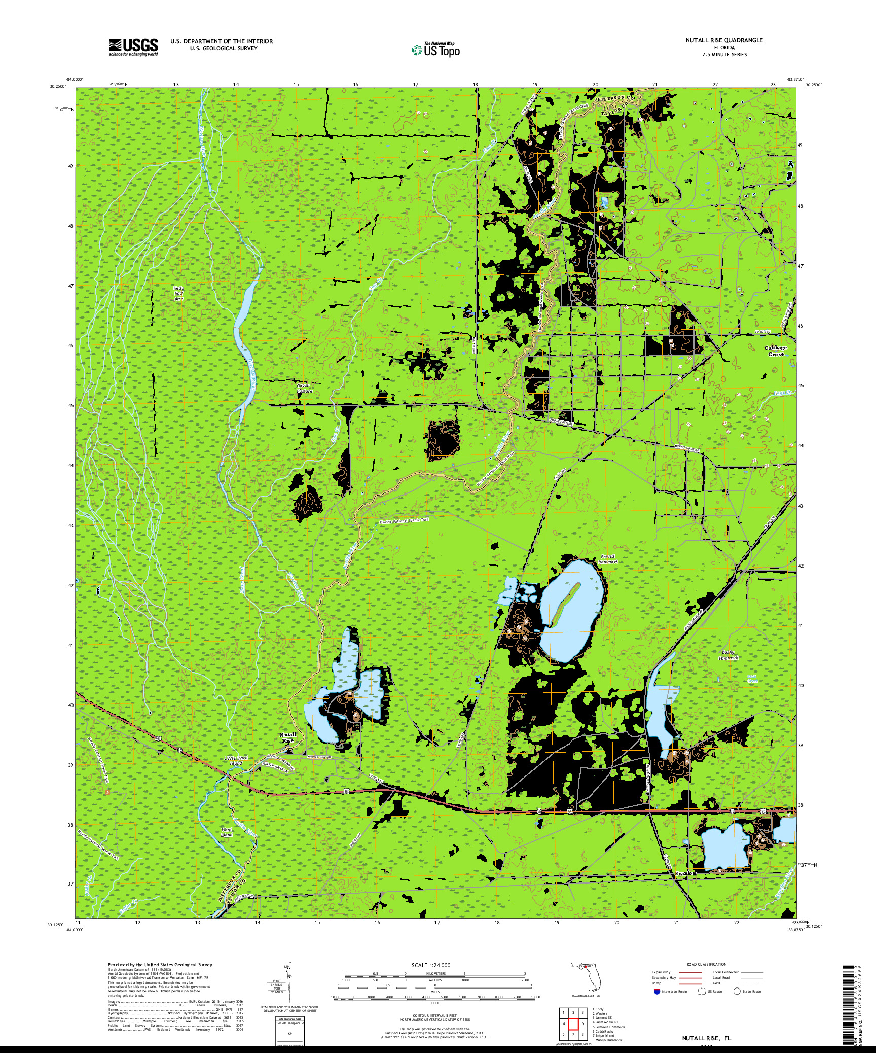 USGS US TOPO 7.5-MINUTE MAP FOR NUTALL RISE, FL 2018