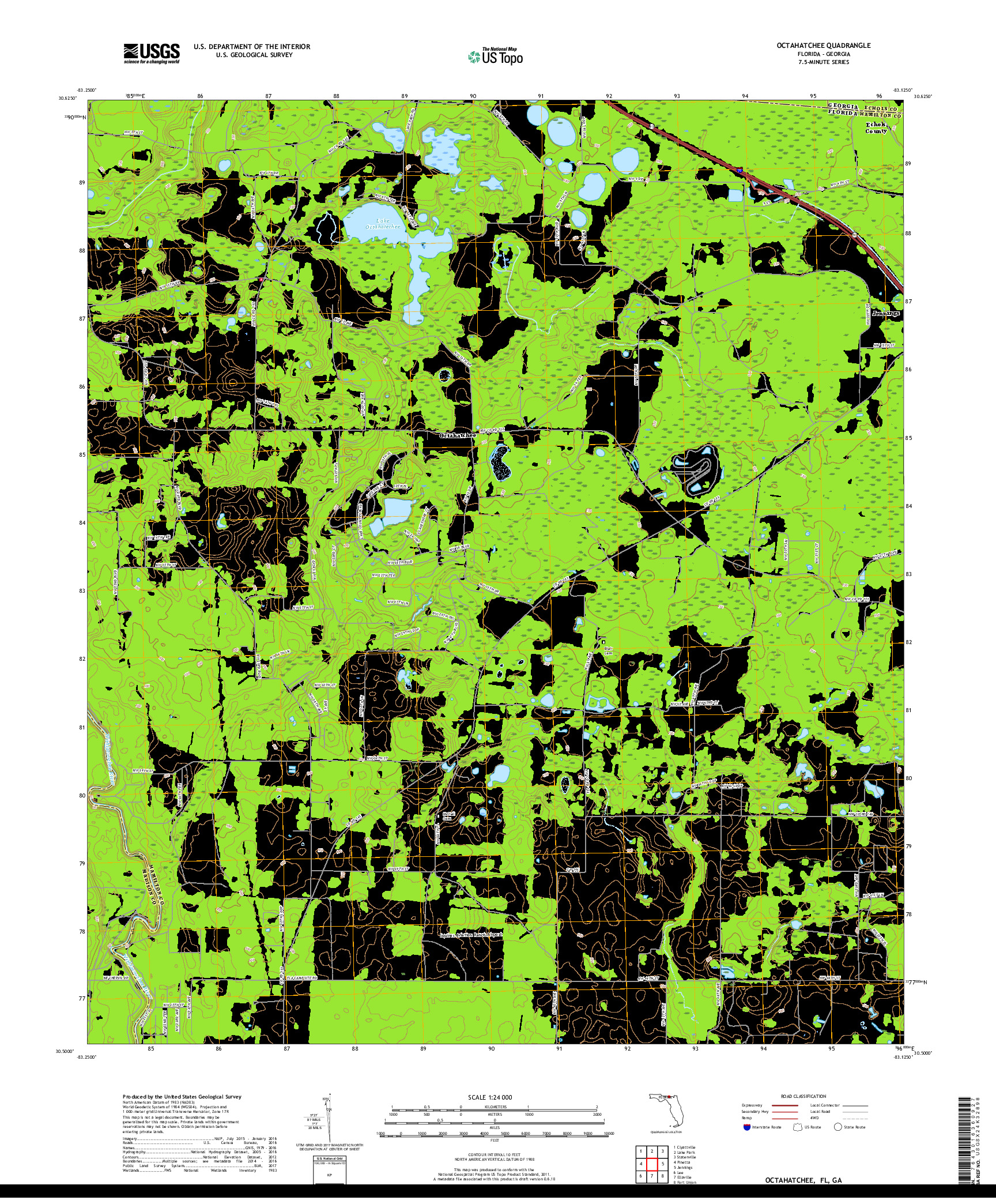 USGS US TOPO 7.5-MINUTE MAP FOR OCTAHATCHEE, FL,GA 2018