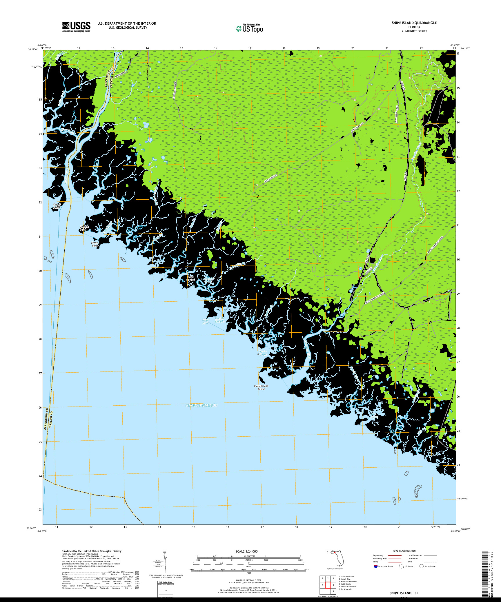 USGS US TOPO 7.5-MINUTE MAP FOR SNIPE ISLAND, FL 2018