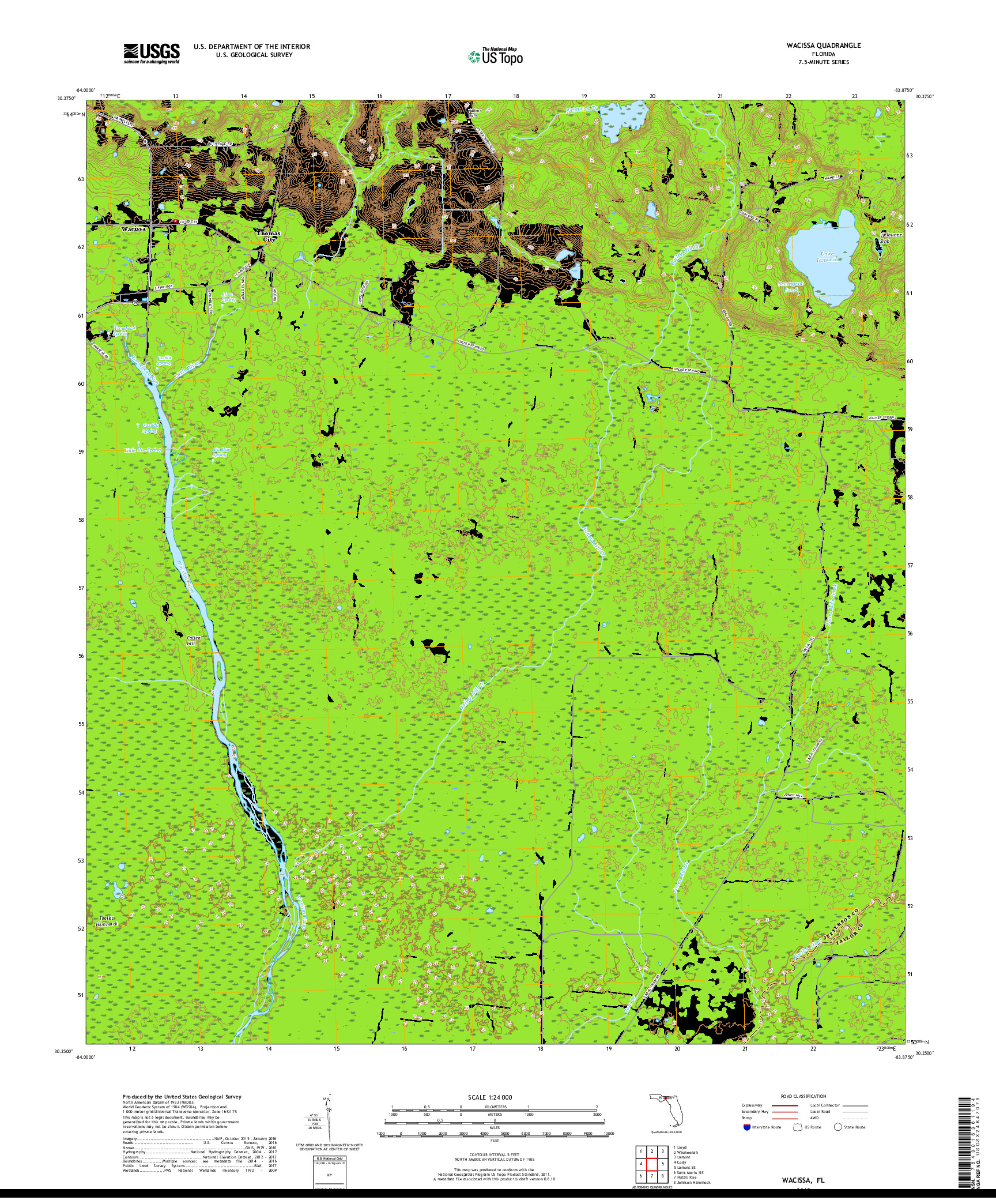 USGS US TOPO 7.5-MINUTE MAP FOR WACISSA, FL 2018