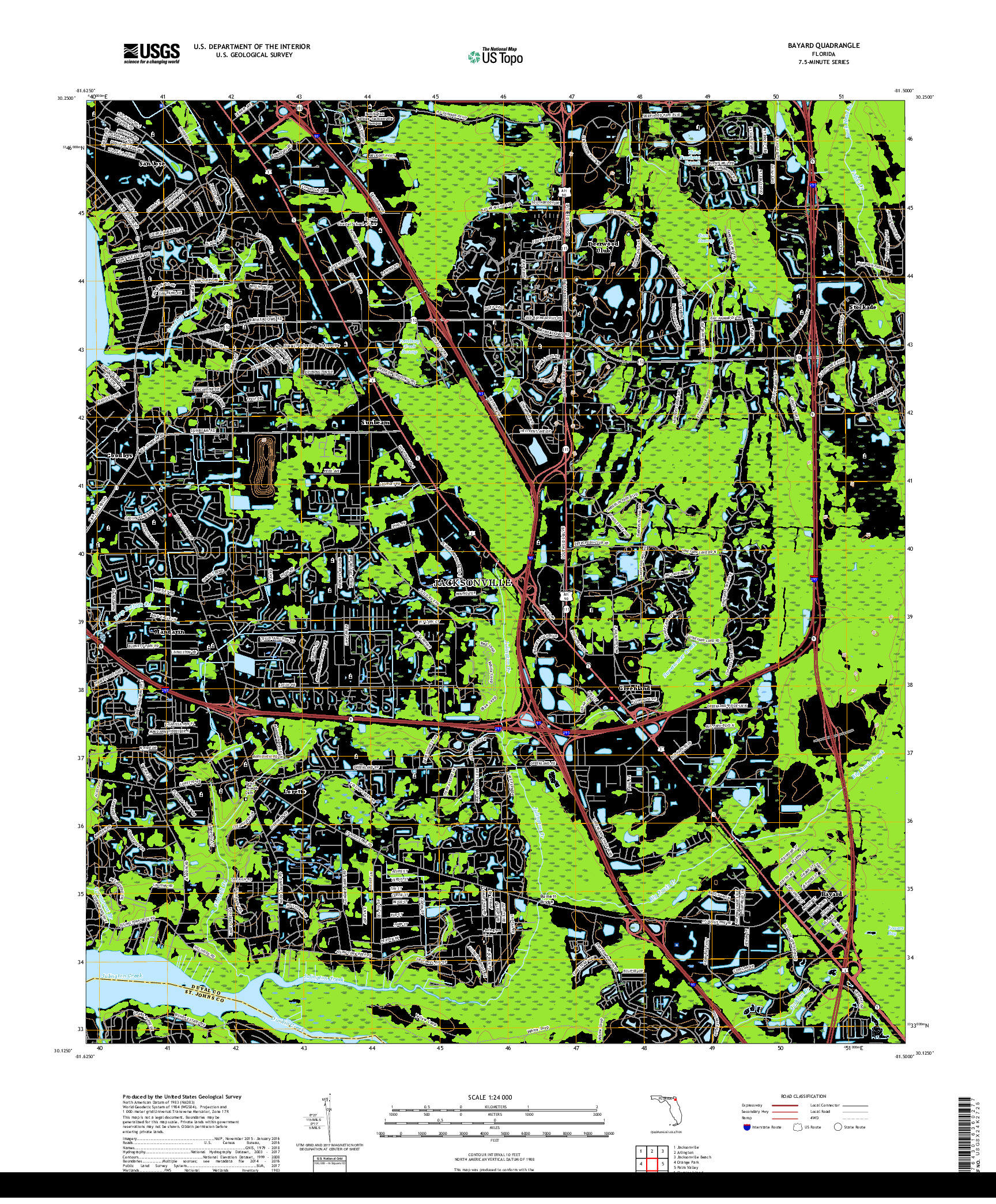 USGS US TOPO 7.5-MINUTE MAP FOR BAYARD, FL 2018