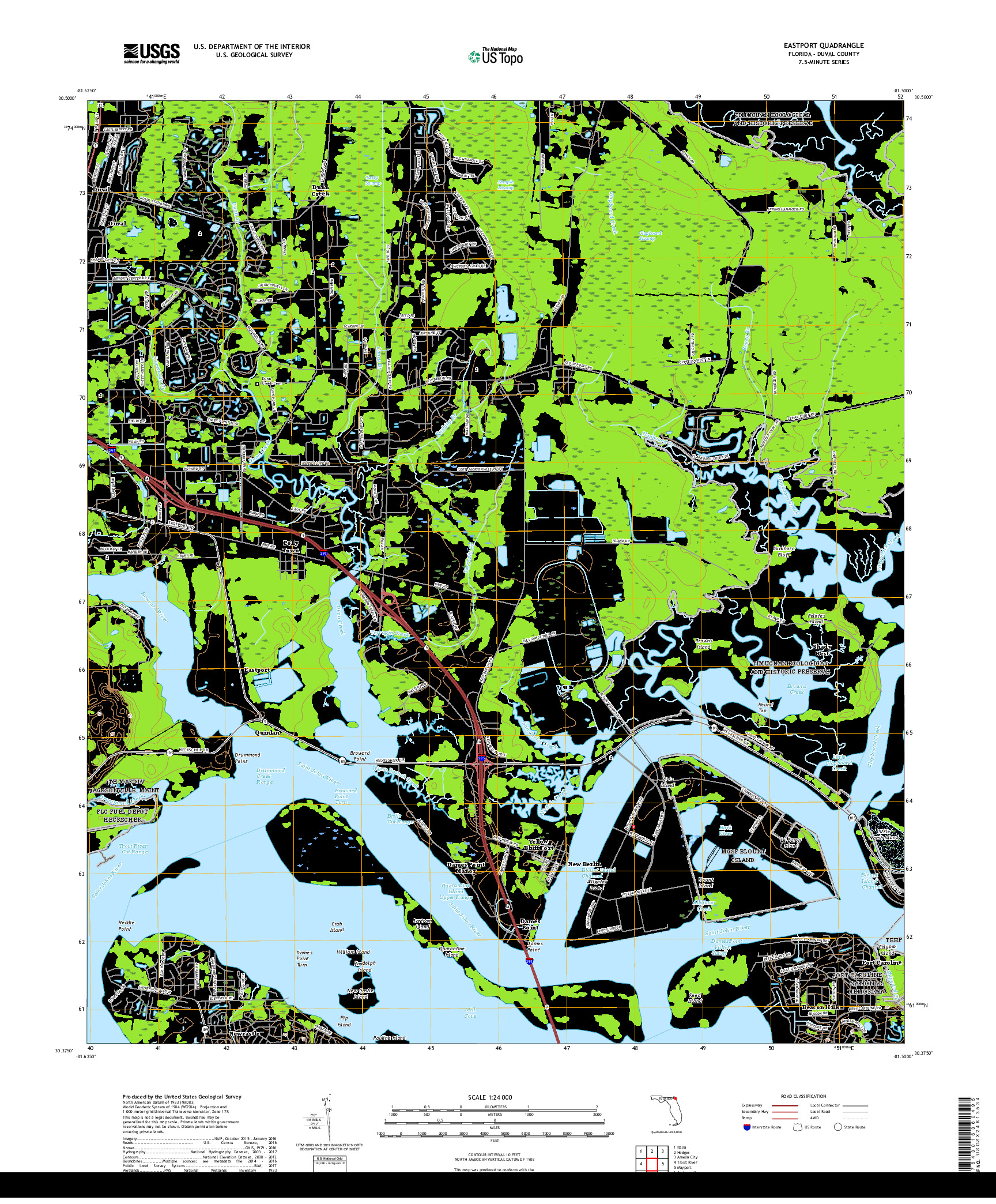 USGS US TOPO 7.5-MINUTE MAP FOR EASTPORT, FL 2018