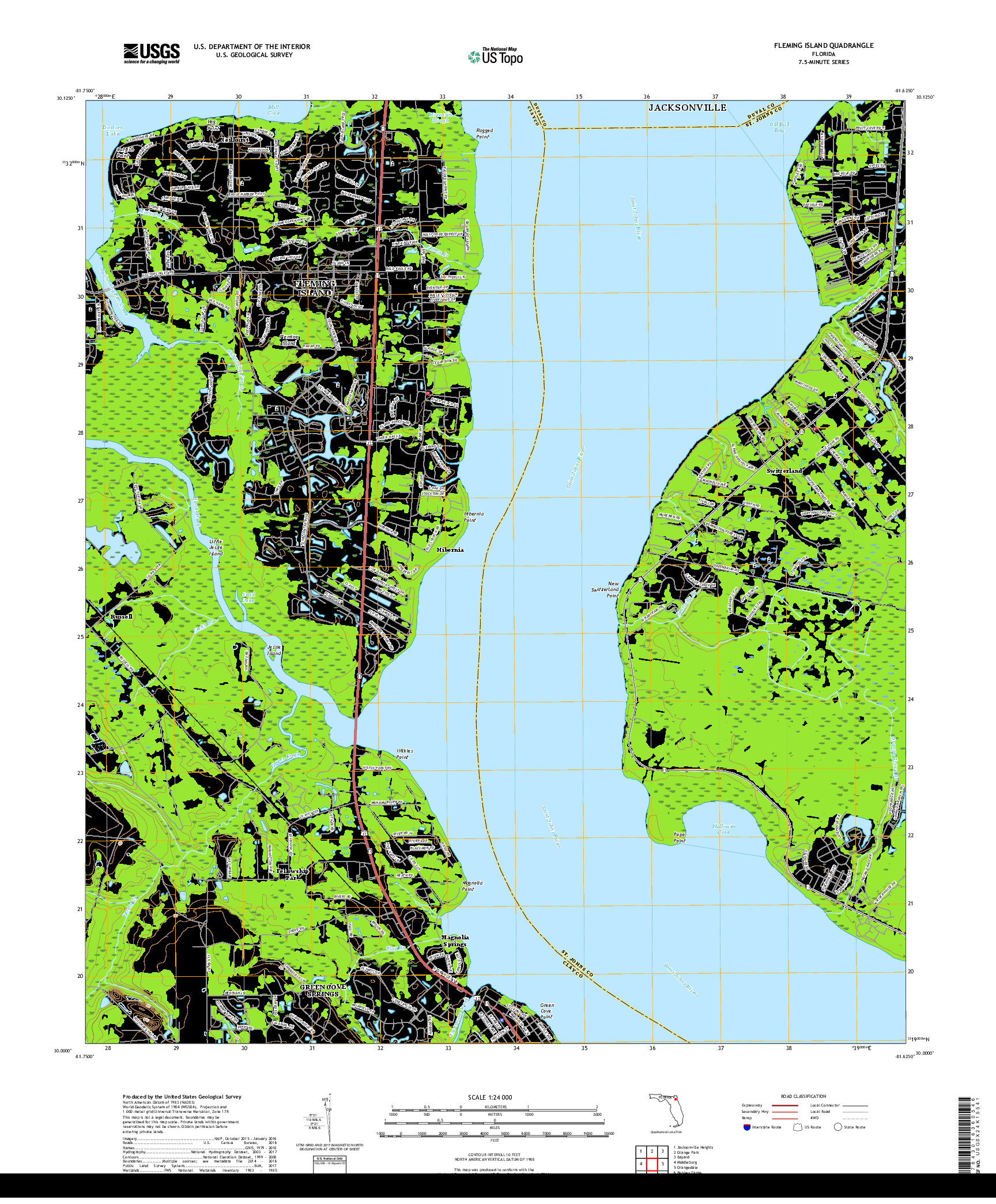 USGS US TOPO 7.5-MINUTE MAP FOR FLEMING ISLAND, FL 2018