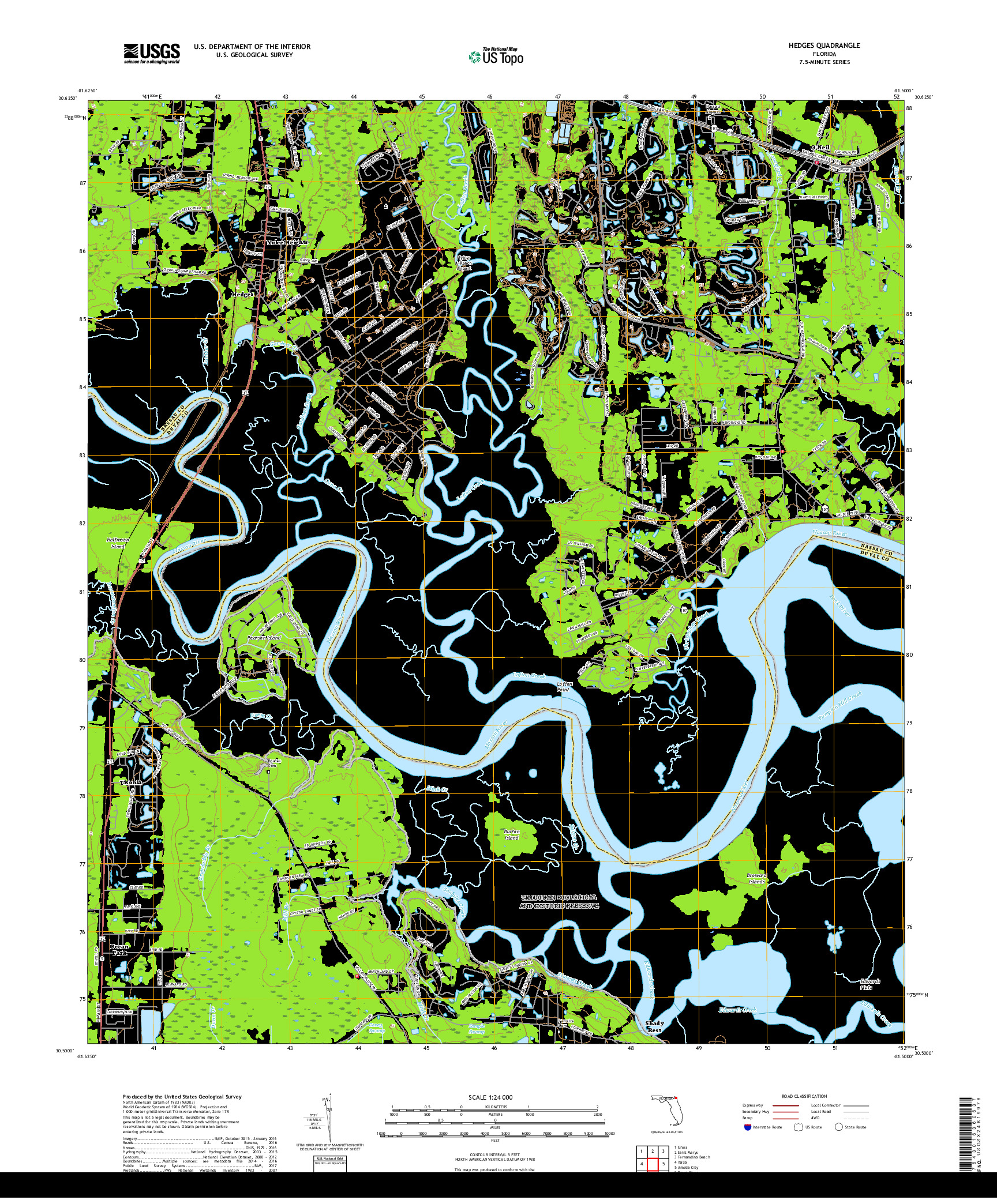 USGS US TOPO 7.5-MINUTE MAP FOR HEDGES, FL 2018