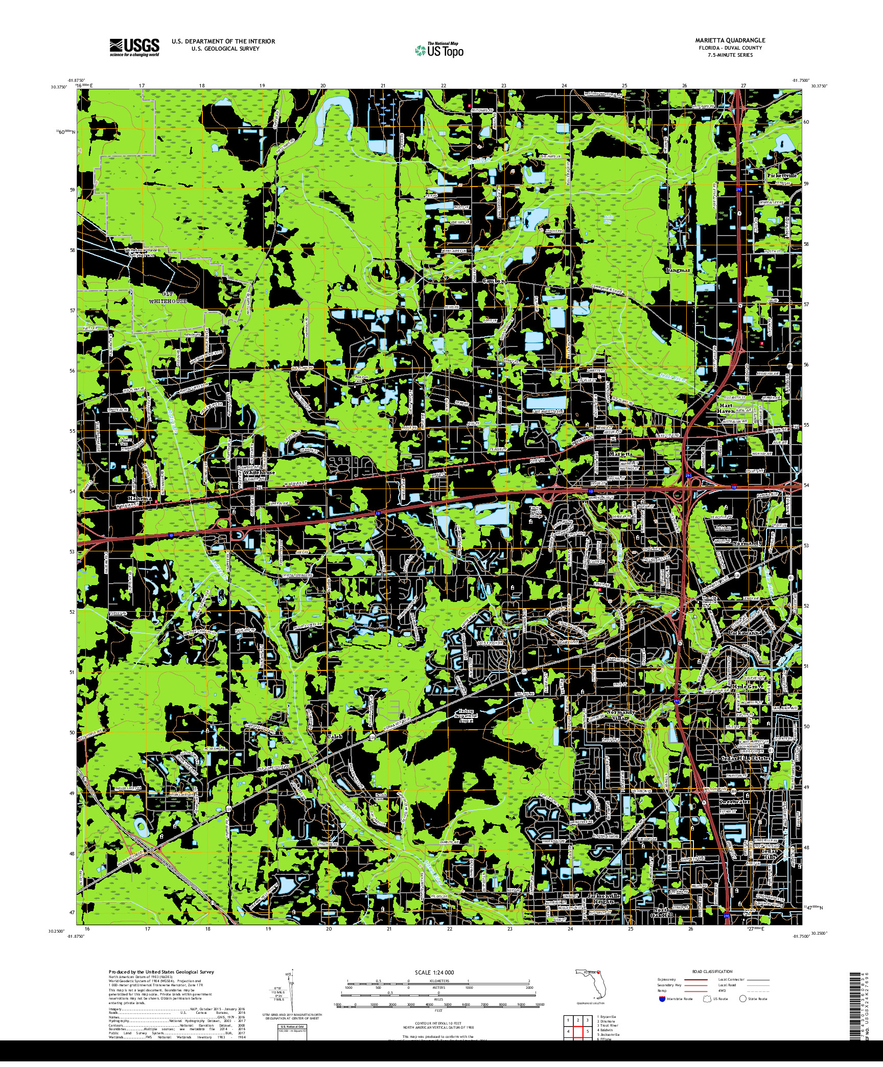 USGS US TOPO 7.5-MINUTE MAP FOR MARIETTA, FL 2018