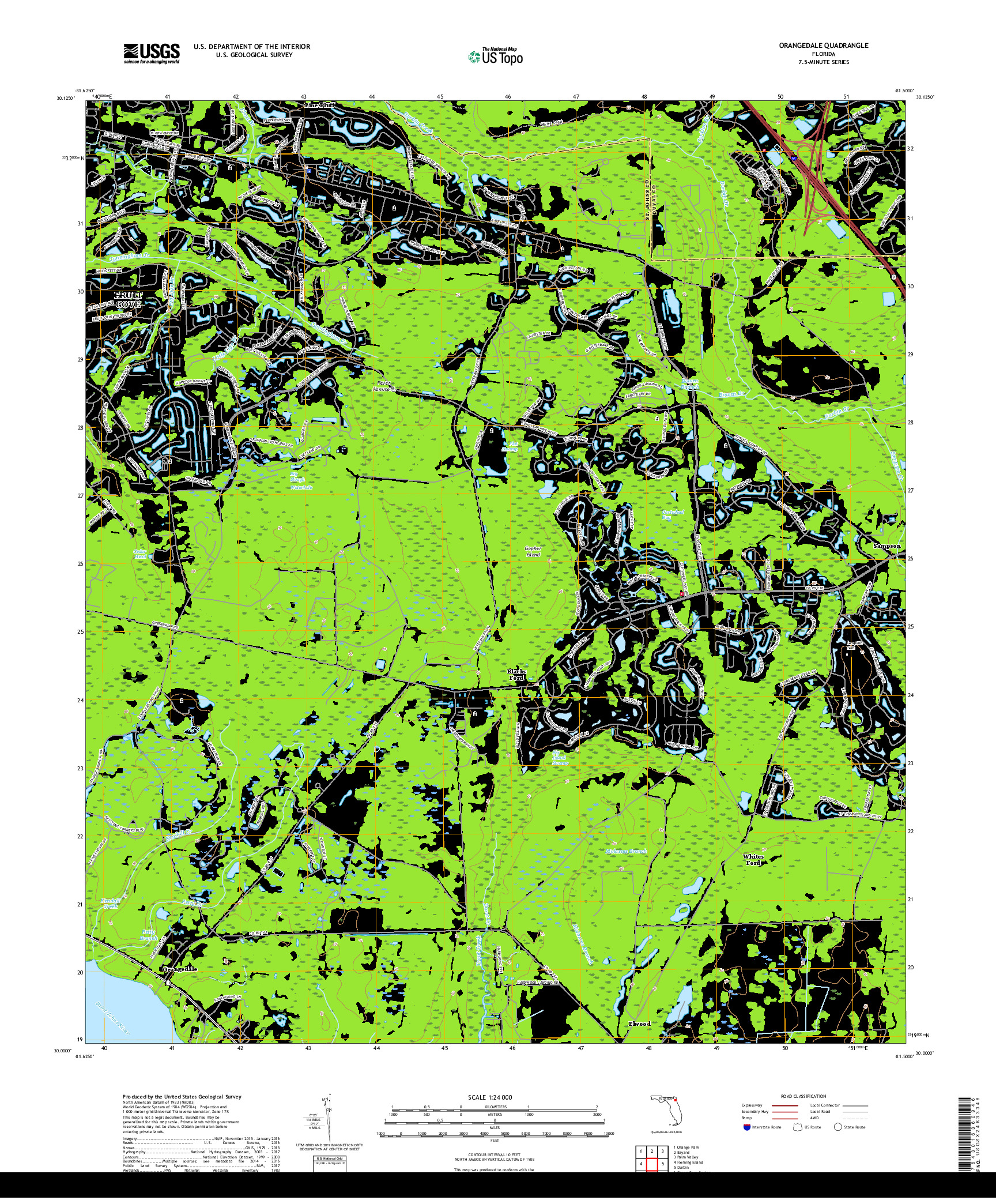 USGS US TOPO 7.5-MINUTE MAP FOR ORANGEDALE, FL 2018