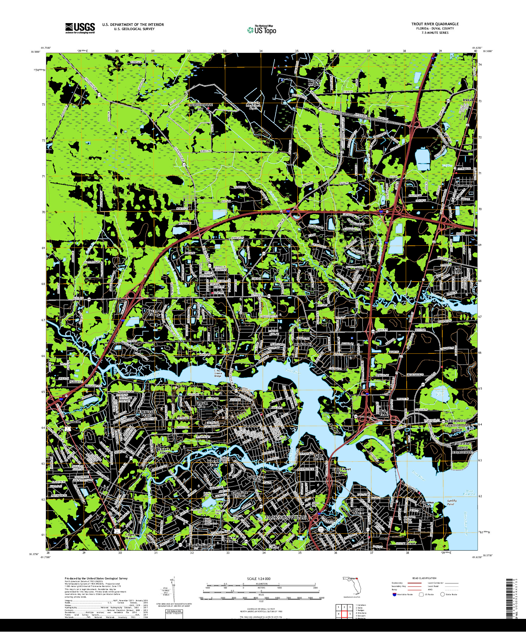 USGS US TOPO 7.5-MINUTE MAP FOR TROUT RIVER, FL 2018