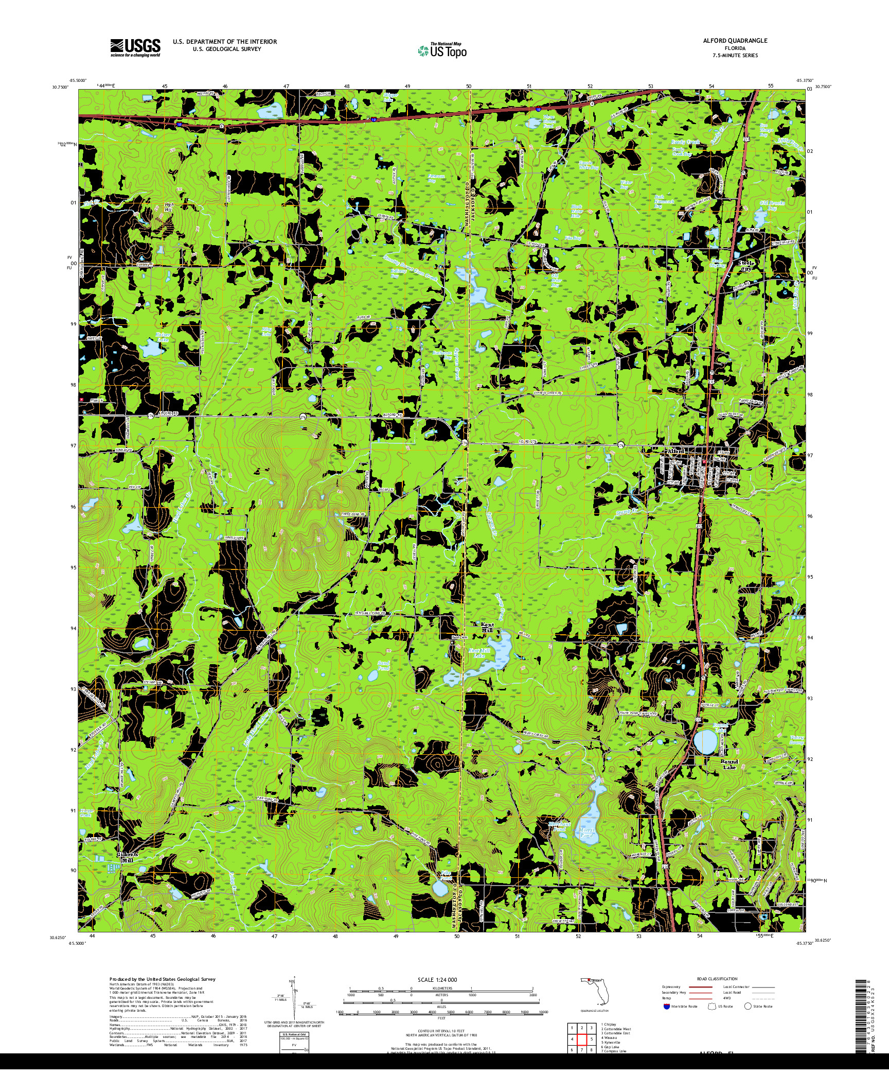 USGS US TOPO 7.5-MINUTE MAP FOR ALFORD, FL 2018