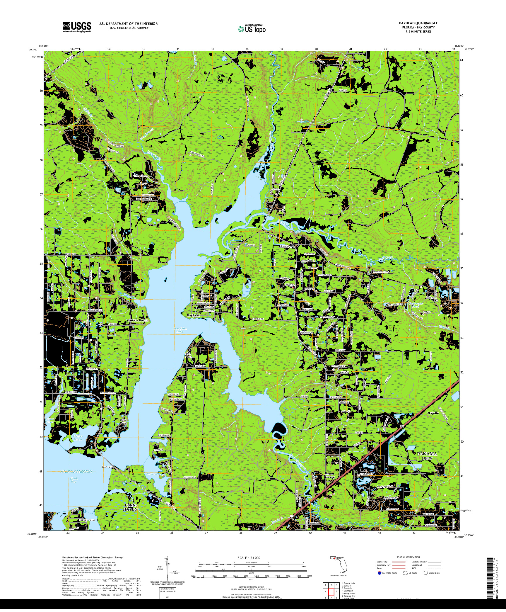 USGS US TOPO 7.5-MINUTE MAP FOR BAYHEAD, FL 2018