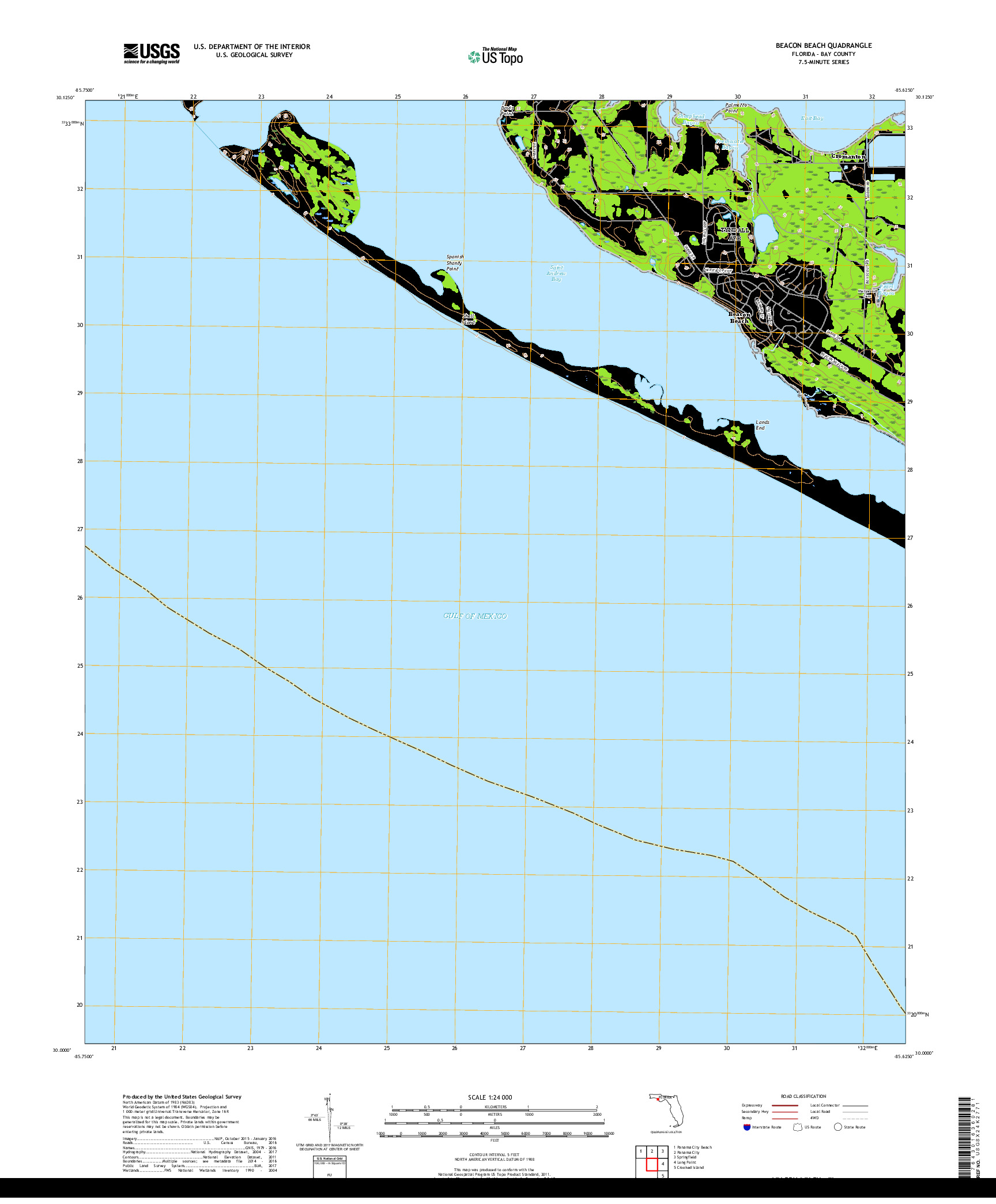 USGS US TOPO 7.5-MINUTE MAP FOR BEACON BEACH, FL 2018