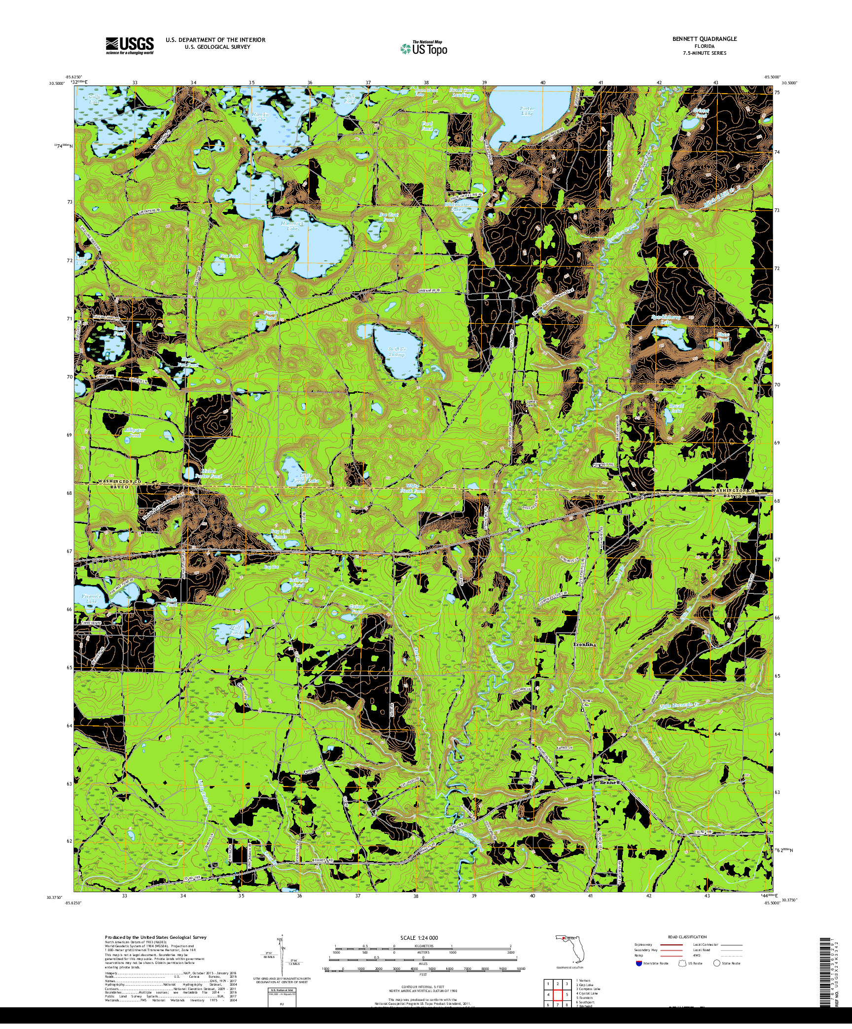 USGS US TOPO 7.5-MINUTE MAP FOR BENNETT, FL 2018