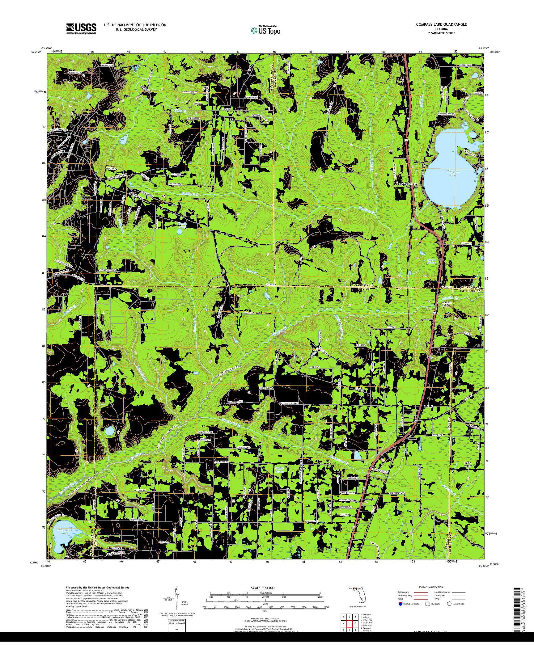 USGS US TOPO 7.5-MINUTE MAP FOR COMPASS LAKE, FL 2018