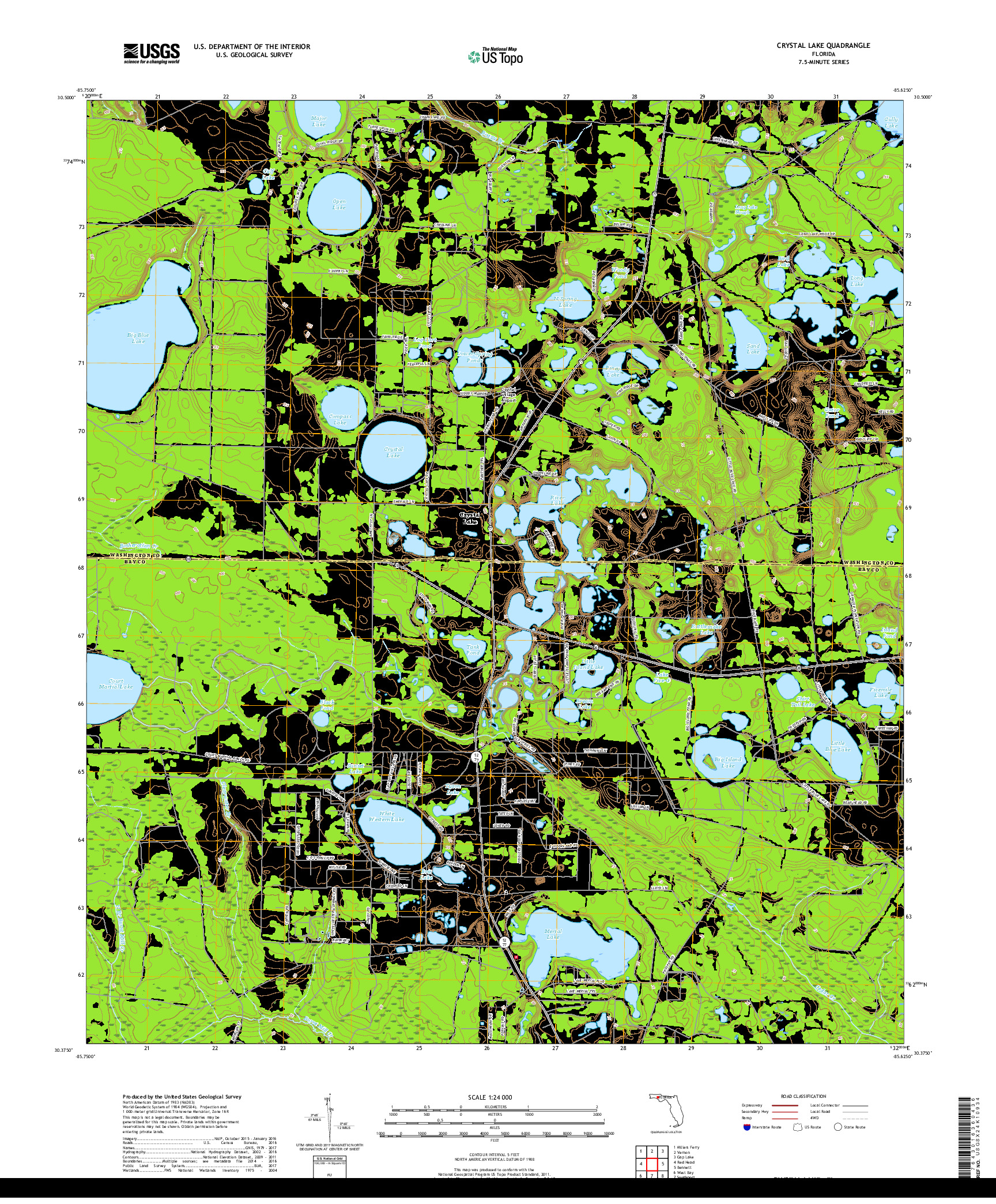 USGS US TOPO 7.5-MINUTE MAP FOR CRYSTAL LAKE, FL 2018