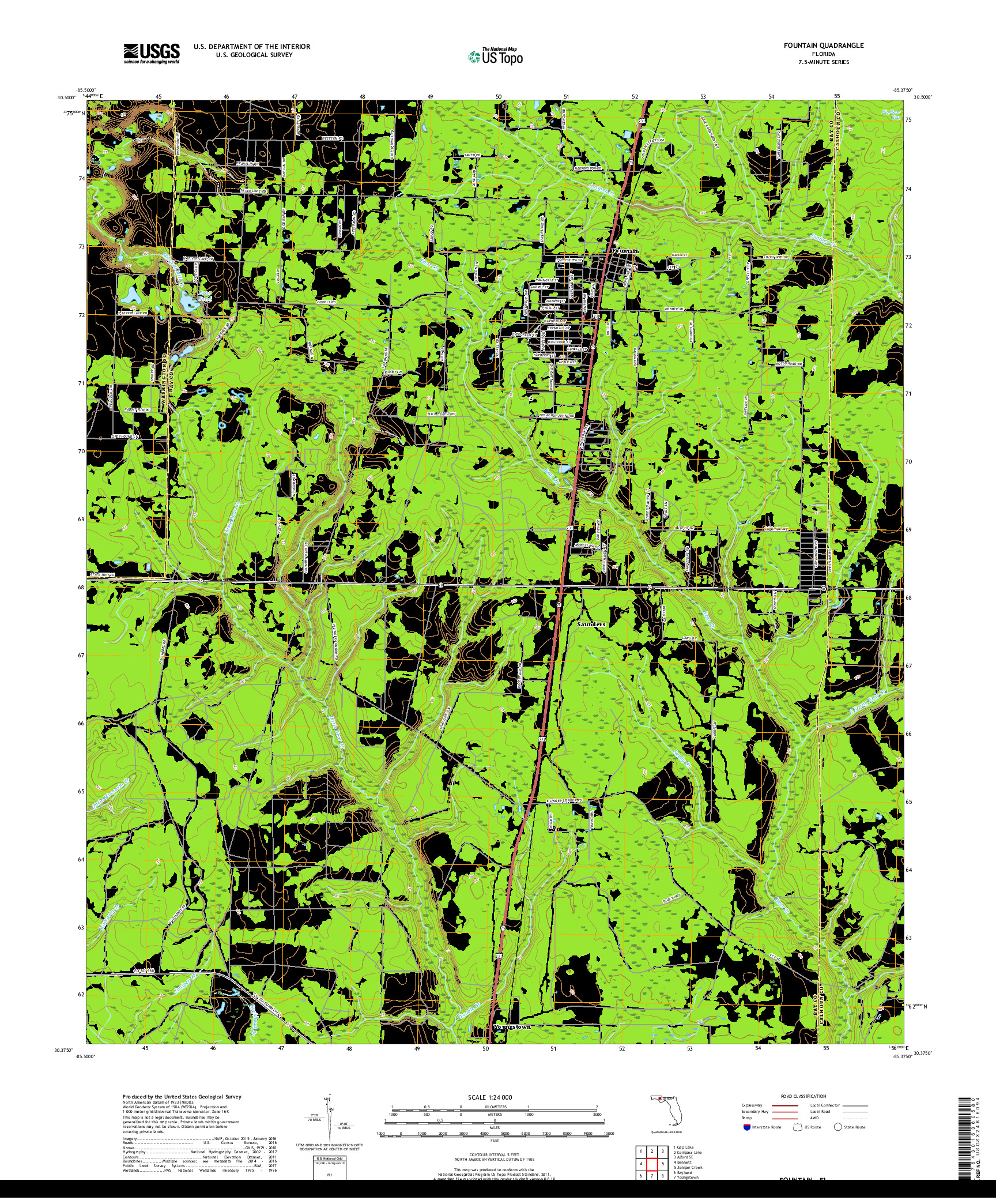 USGS US TOPO 7.5-MINUTE MAP FOR FOUNTAIN, FL 2018