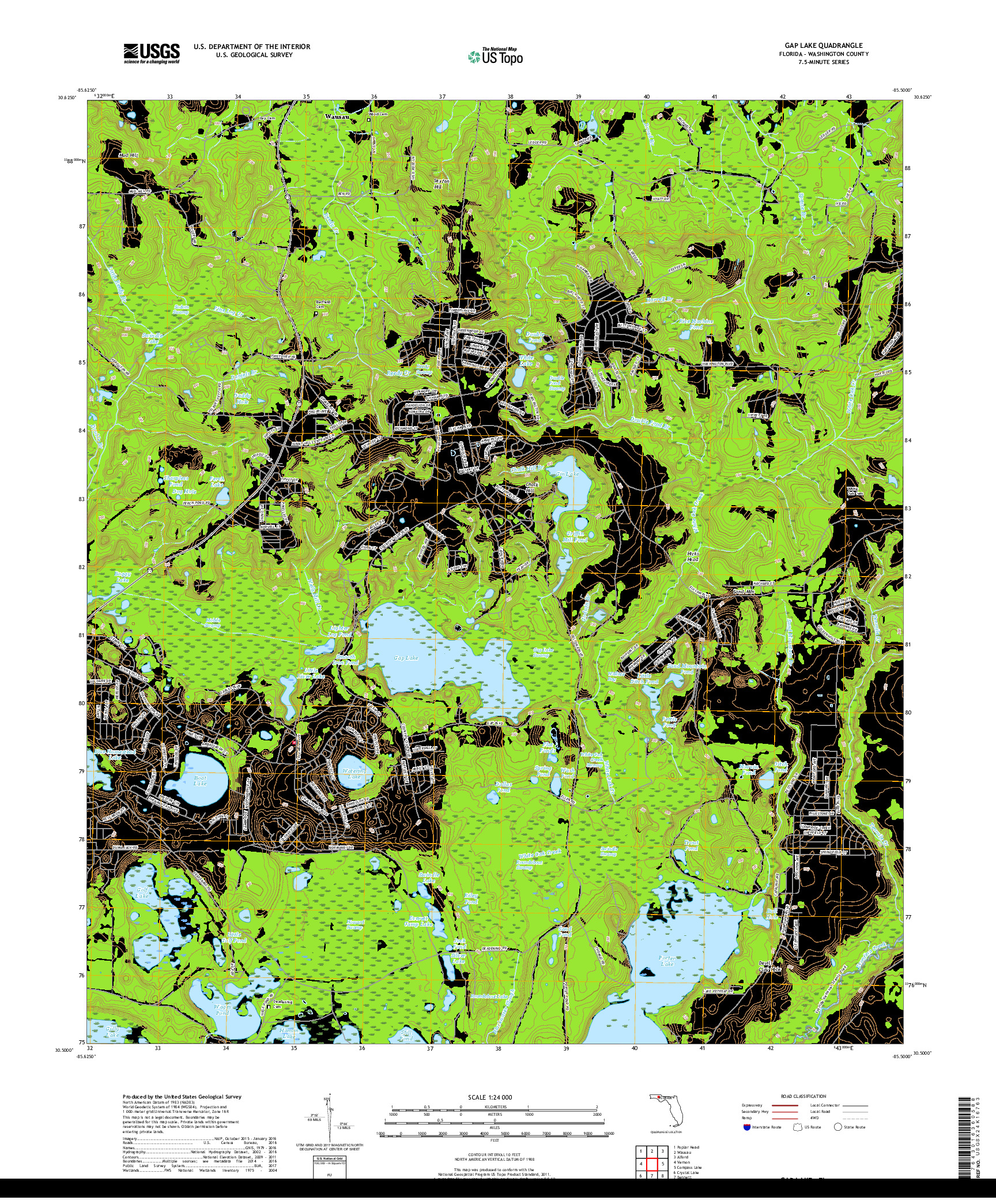 USGS US TOPO 7.5-MINUTE MAP FOR GAP LAKE, FL 2018