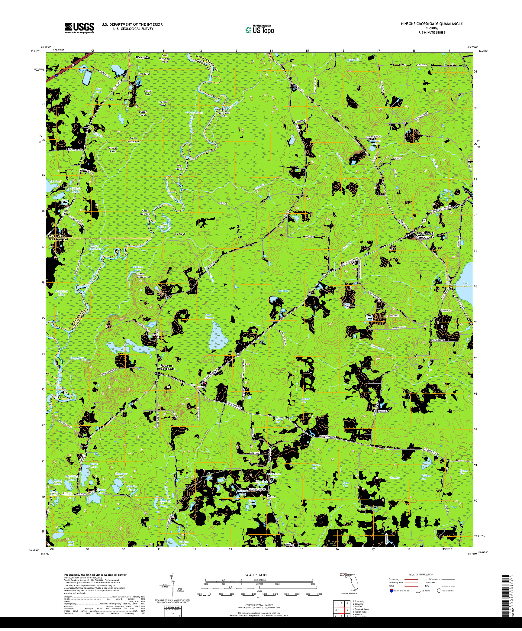 USGS US TOPO 7.5-MINUTE MAP FOR HINSONS CROSSROADS, FL 2018