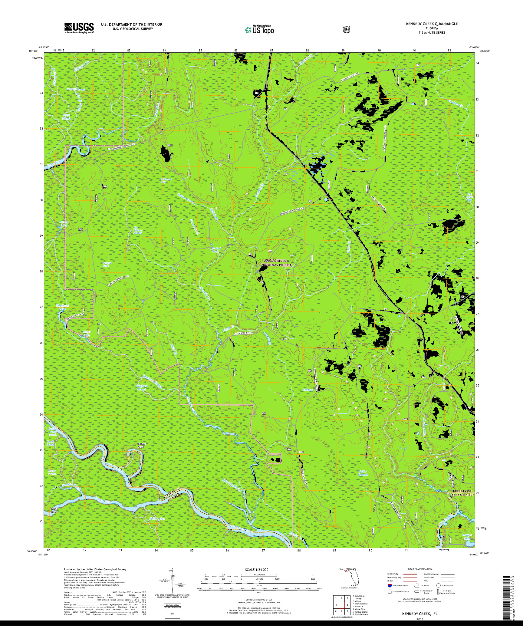 USGS US TOPO 7.5-MINUTE MAP FOR KENNEDY CREEK, FL 2018