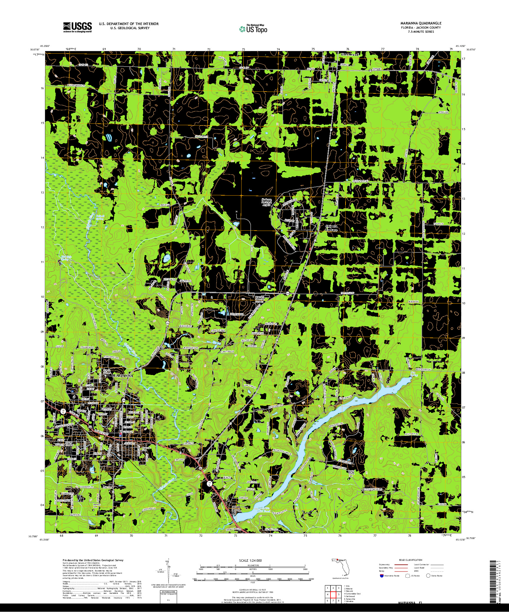 USGS US TOPO 7.5-MINUTE MAP FOR MARIANNA, FL 2018