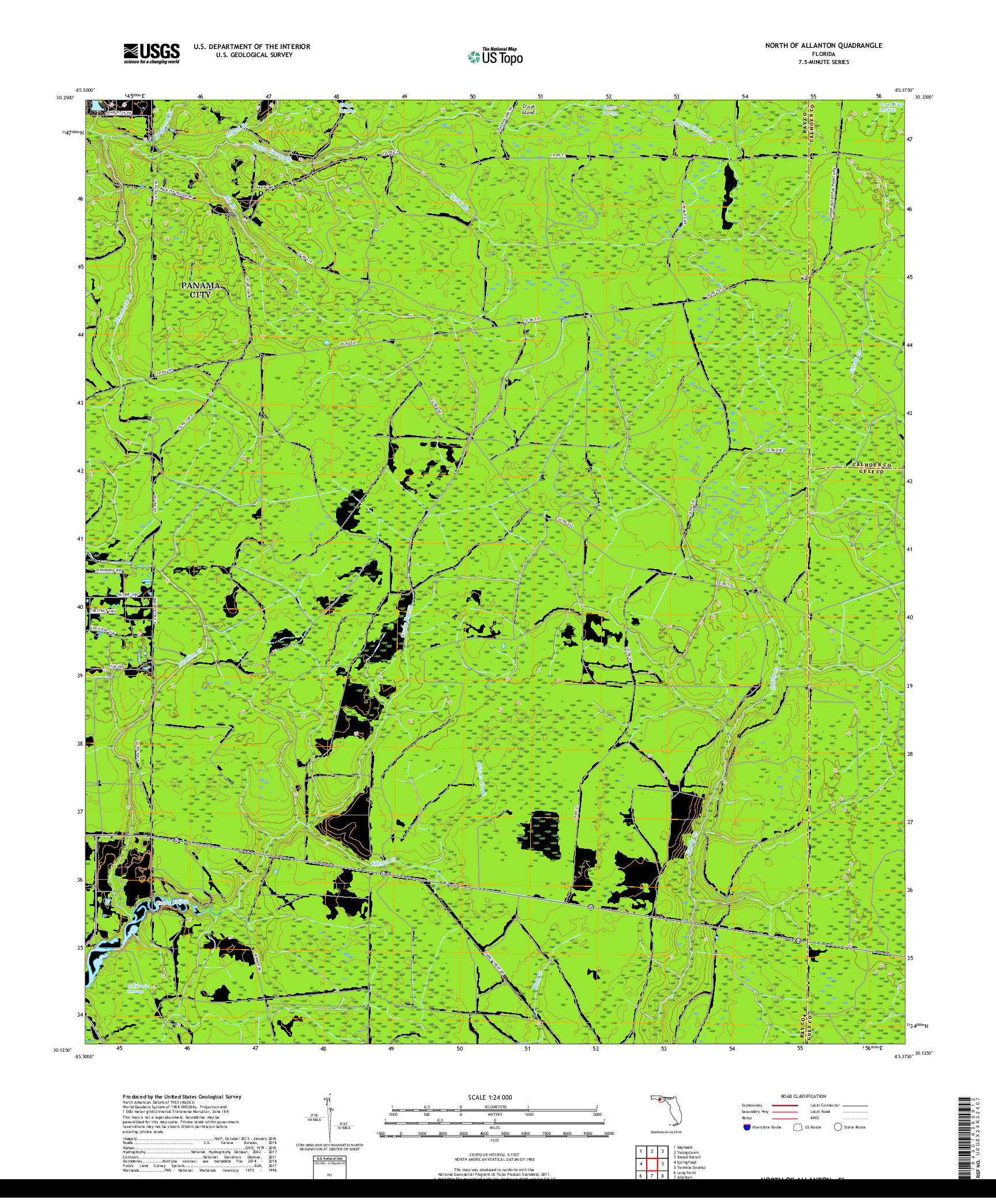 USGS US TOPO 7.5-MINUTE MAP FOR NORTH OF ALLANTON, FL 2018