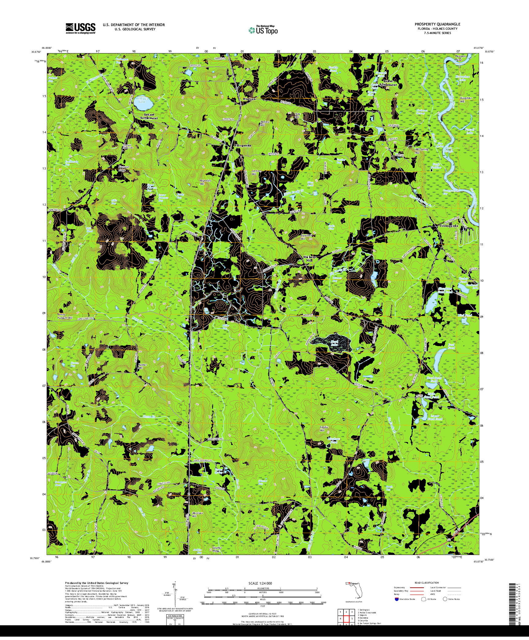 USGS US TOPO 7.5-MINUTE MAP FOR PROSPERITY, FL 2018