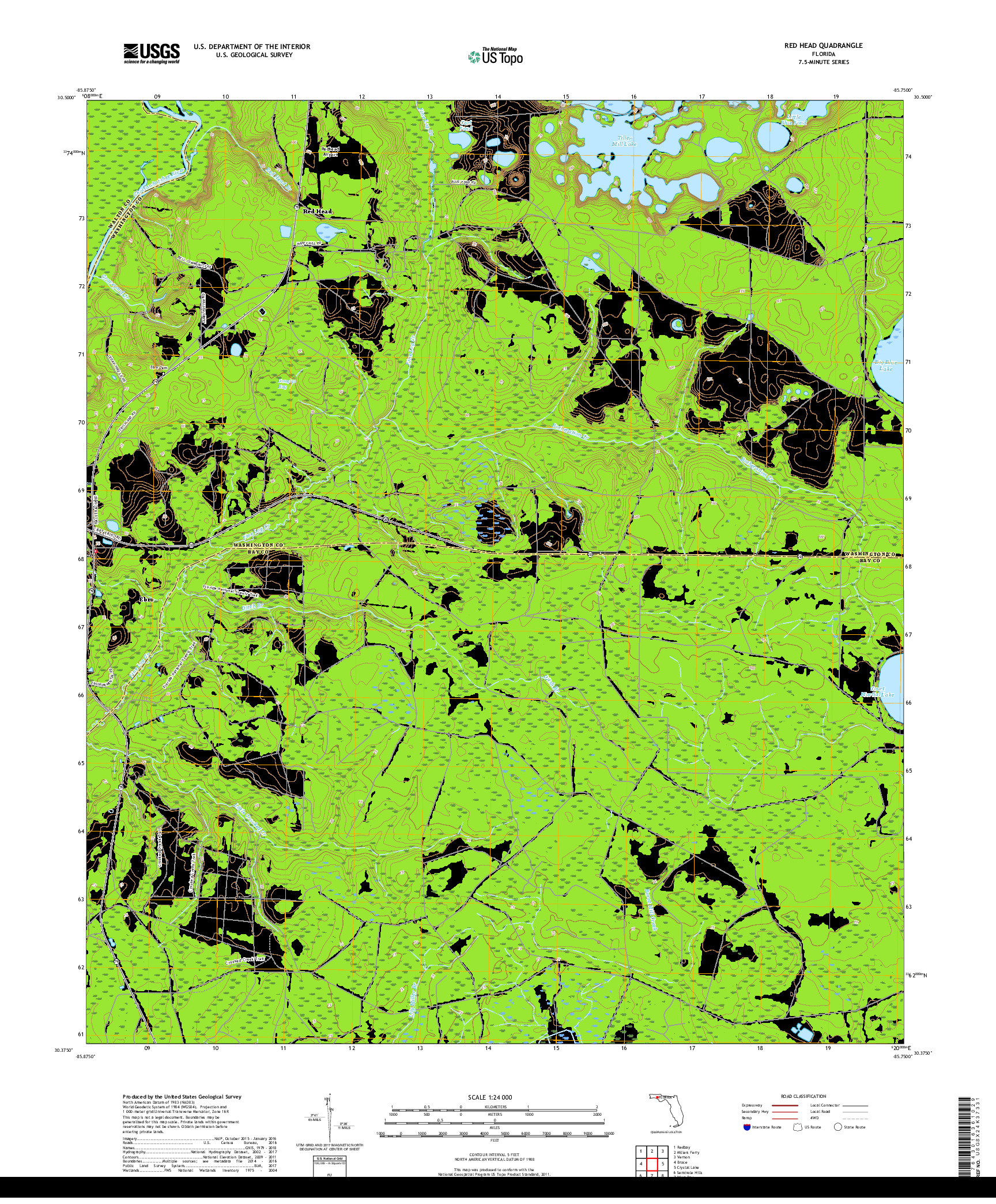 USGS US TOPO 7.5-MINUTE MAP FOR RED HEAD, FL 2018