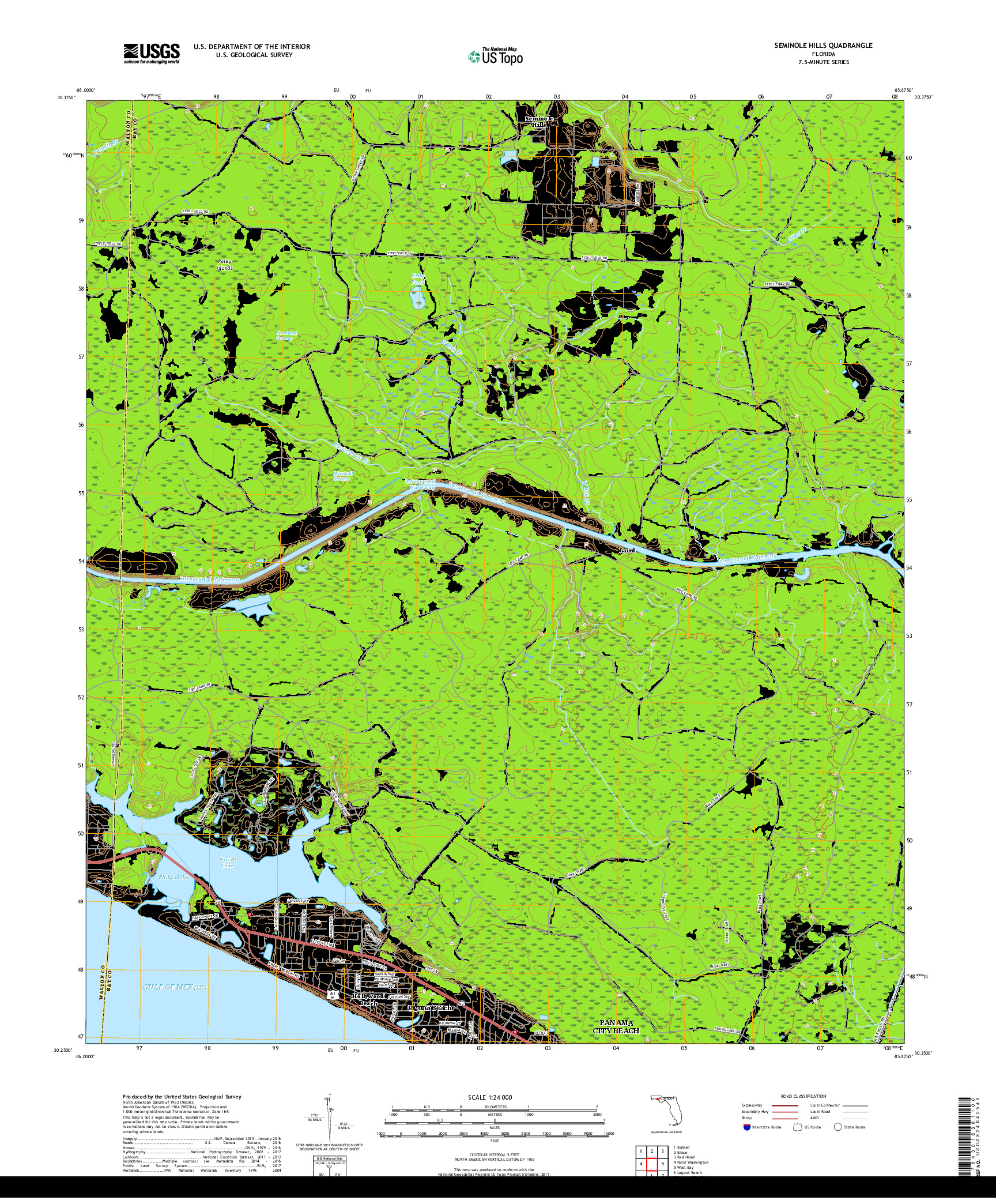 USGS US TOPO 7.5-MINUTE MAP FOR SEMINOLE HILLS, FL 2018