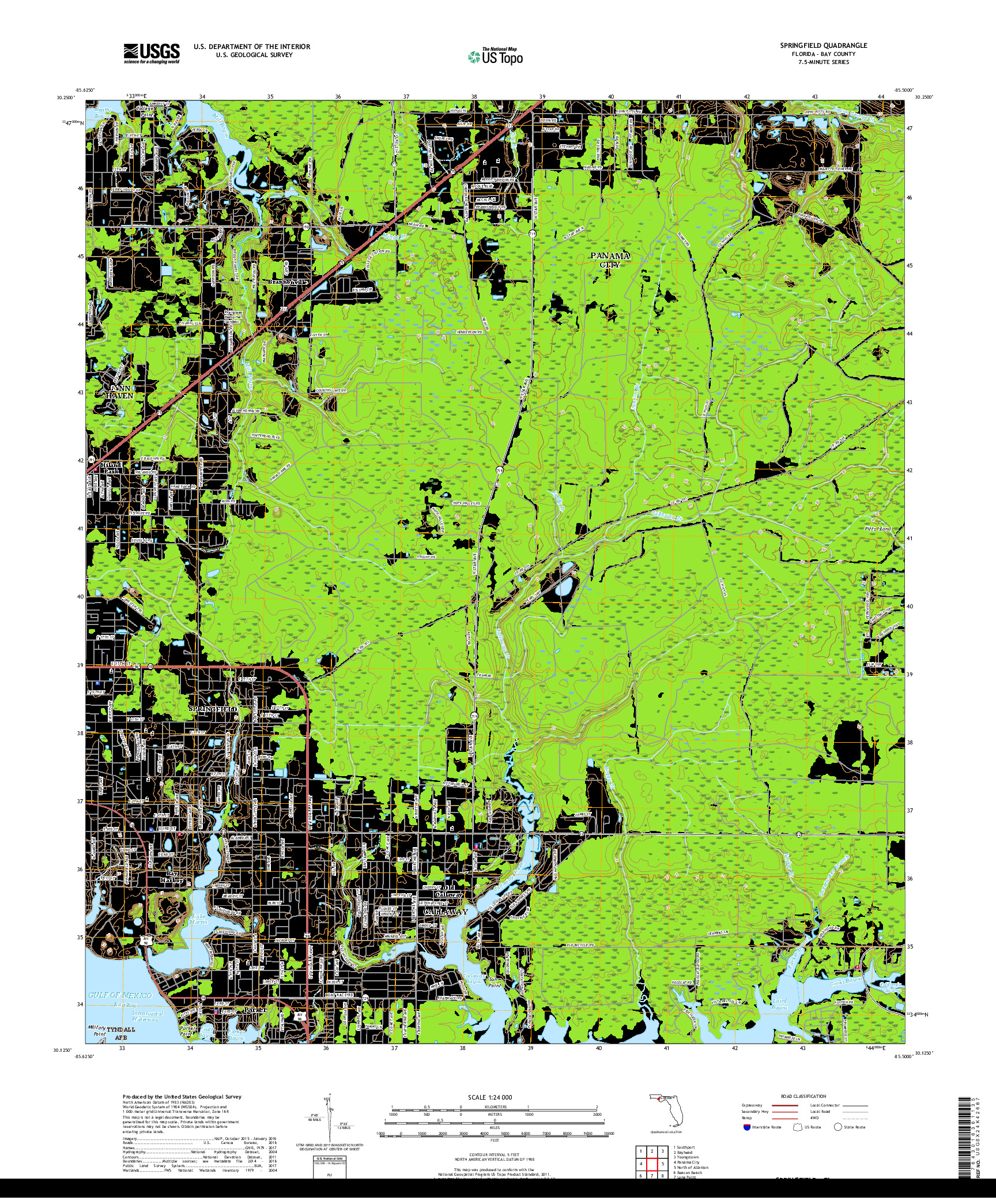 USGS US TOPO 7.5-MINUTE MAP FOR SPRINGFIELD, FL 2018