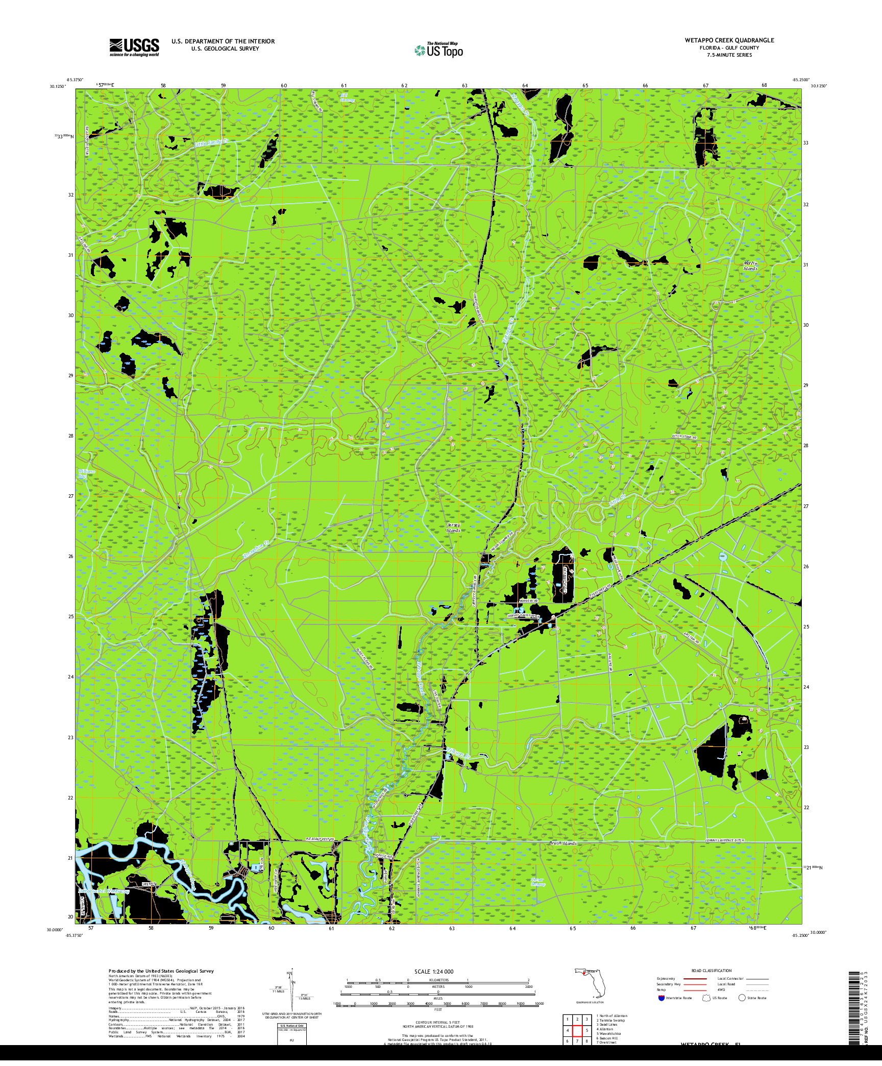 USGS US TOPO 7.5-MINUTE MAP FOR WETAPPO CREEK, FL 2018