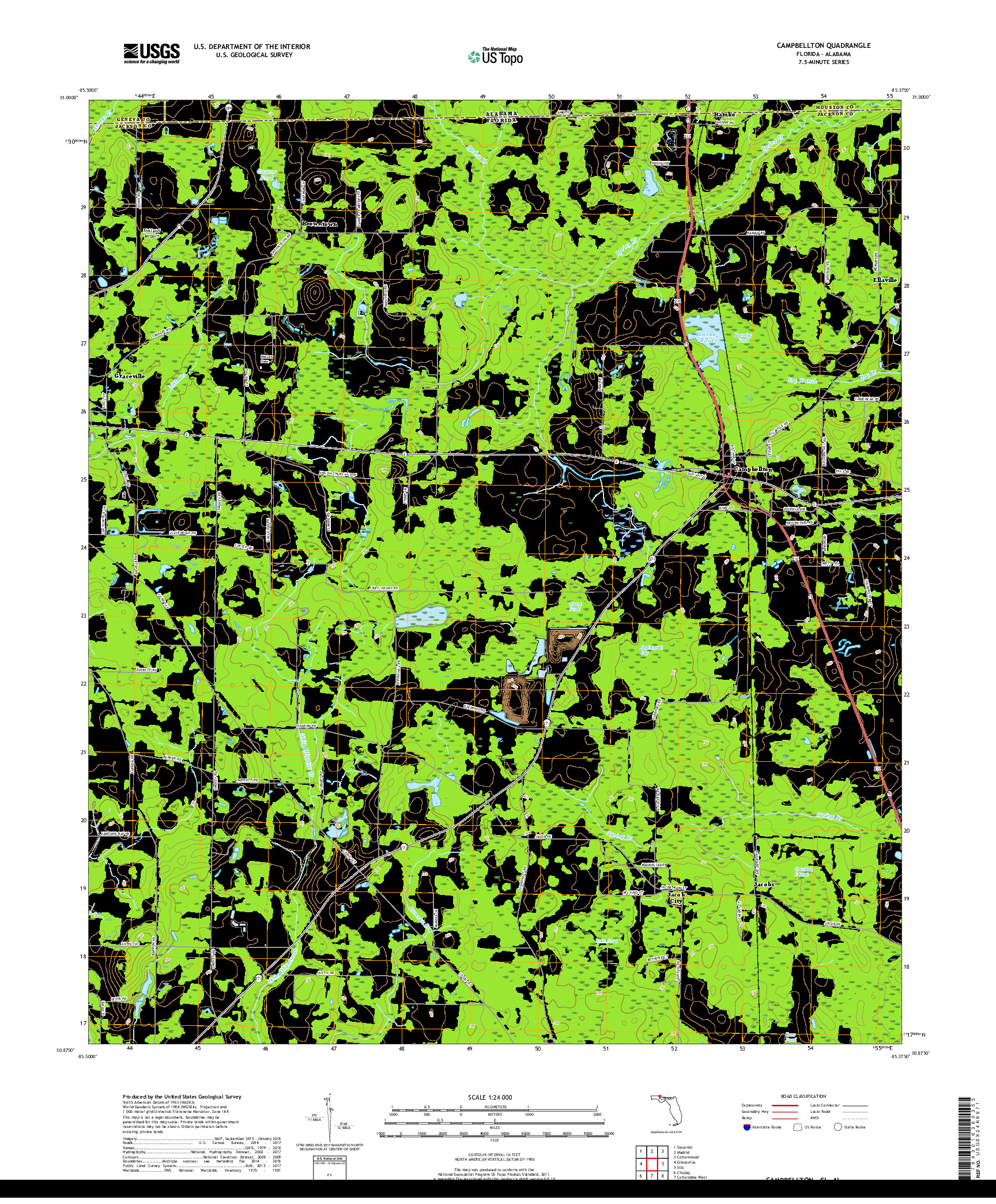 USGS US TOPO 7.5-MINUTE MAP FOR CAMPBELLTON, FL,AL 2018