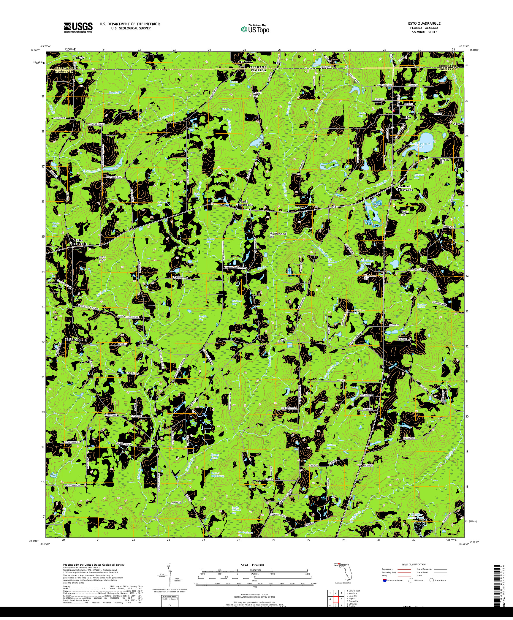 USGS US TOPO 7.5-MINUTE MAP FOR ESTO, FL,AL 2018