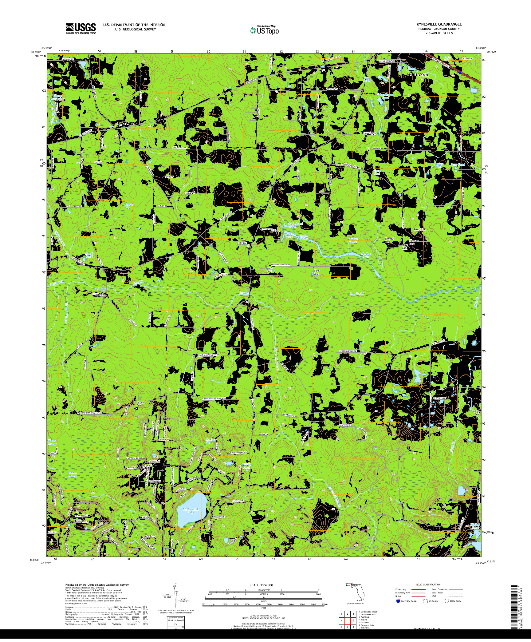 USGS US TOPO 7.5-MINUTE MAP FOR KYNESVILLE, FL 2018