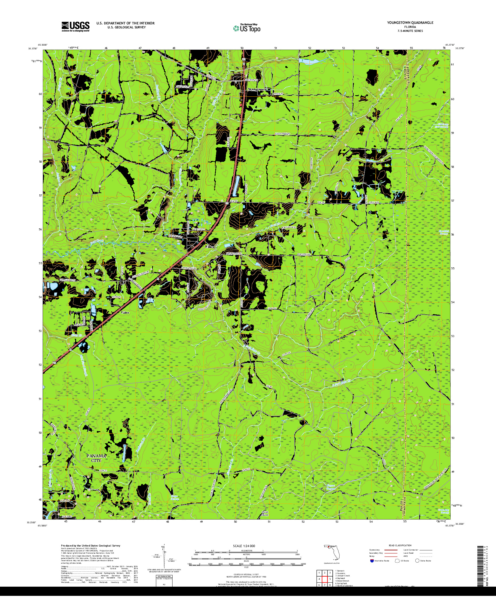 USGS US TOPO 7.5-MINUTE MAP FOR YOUNGSTOWN, FL 2018