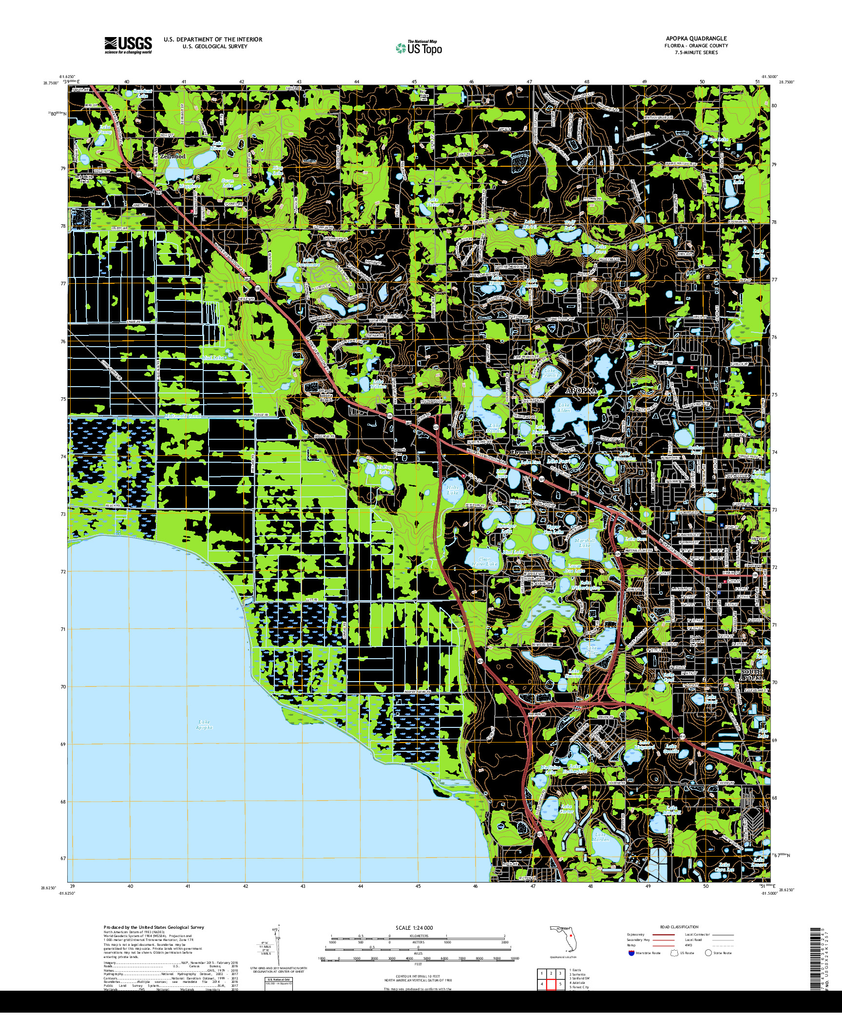 USGS US TOPO 7.5-MINUTE MAP FOR APOPKA, FL 2018