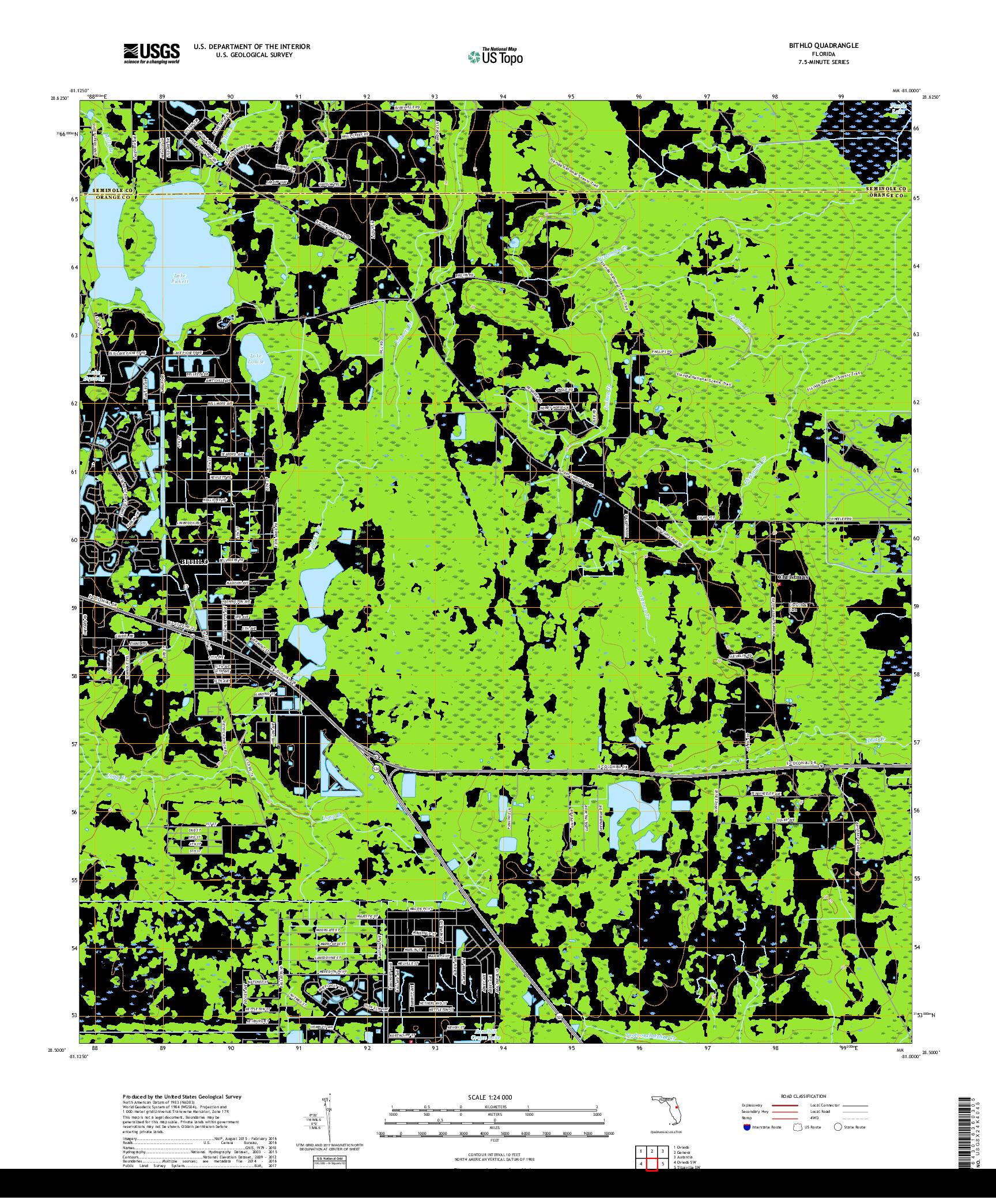 USGS US TOPO 7.5-MINUTE MAP FOR BITHLO, FL 2018