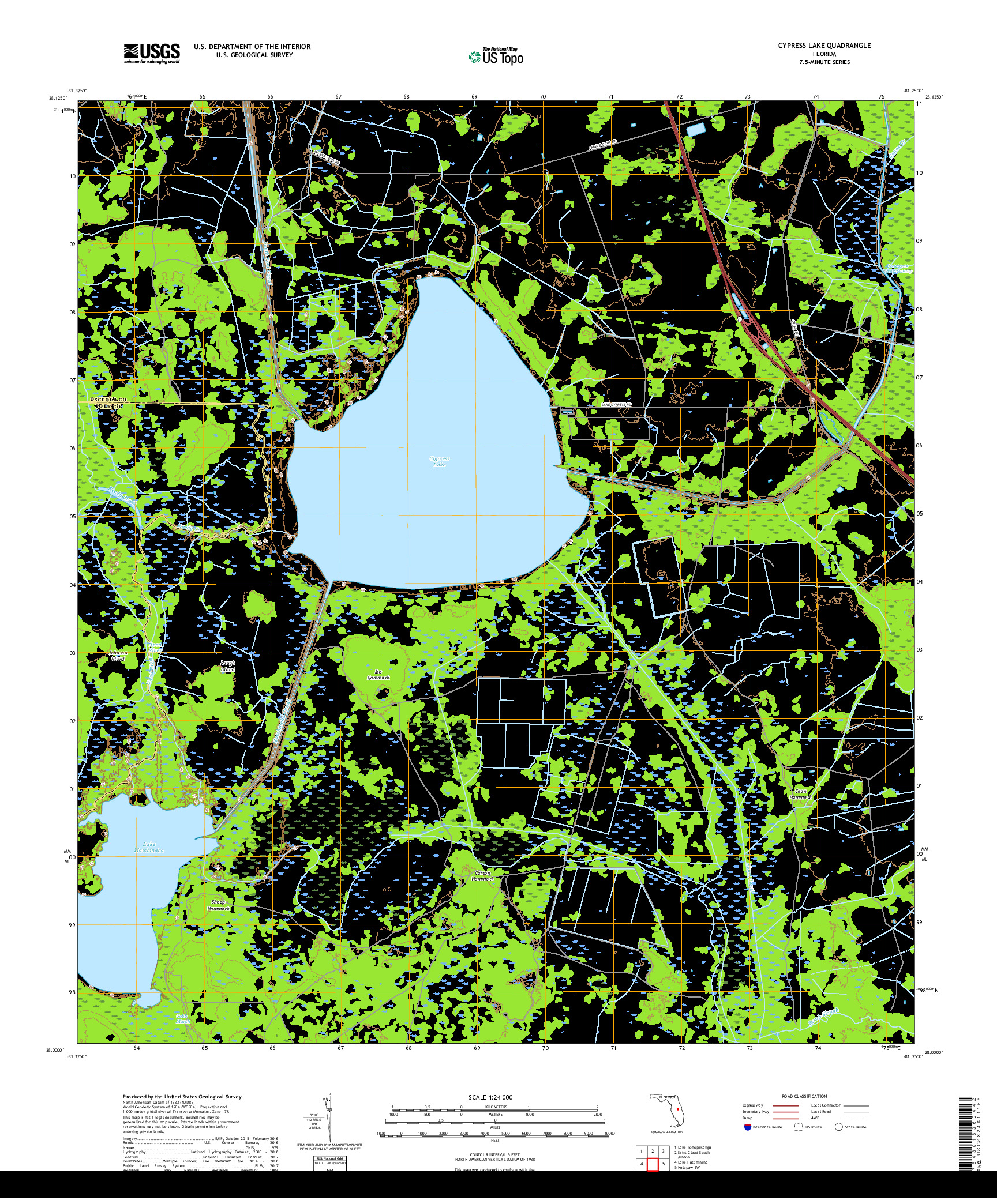 USGS US TOPO 7.5-MINUTE MAP FOR CYPRESS LAKE, FL 2018