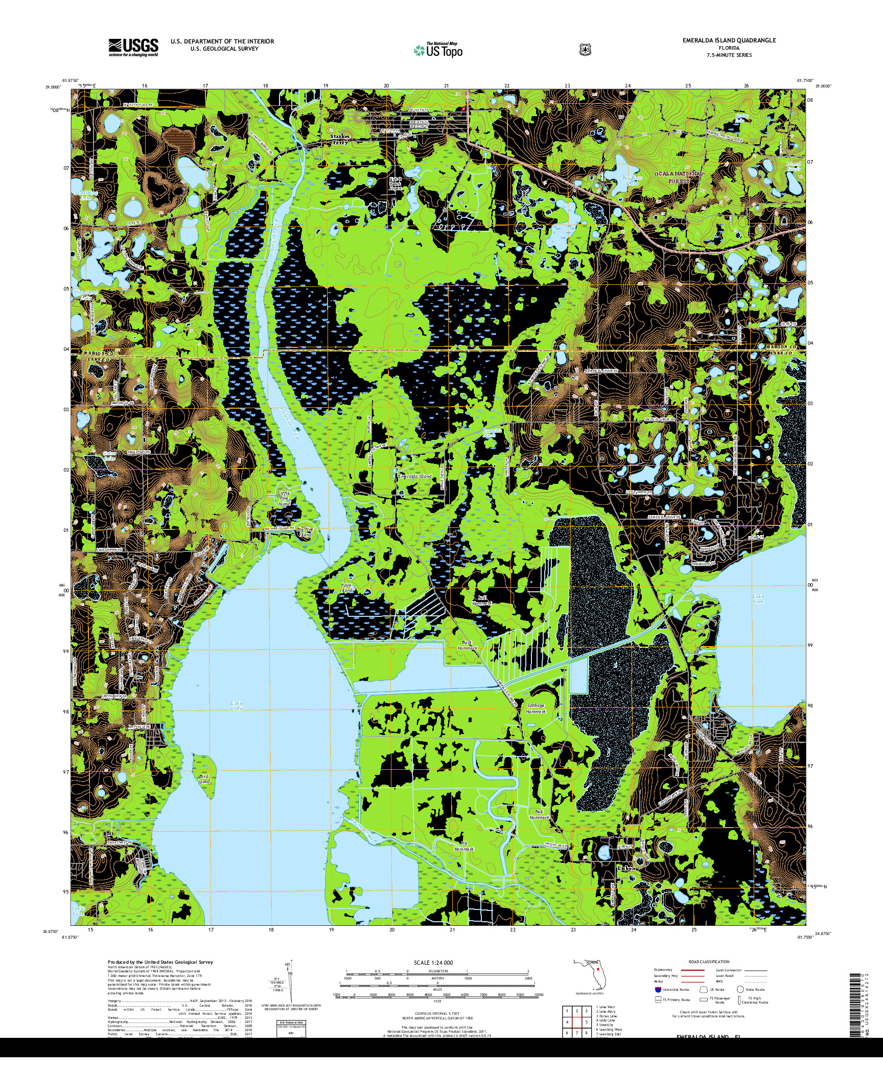 USGS US TOPO 7.5-MINUTE MAP FOR EMERALDA ISLAND, FL 2018