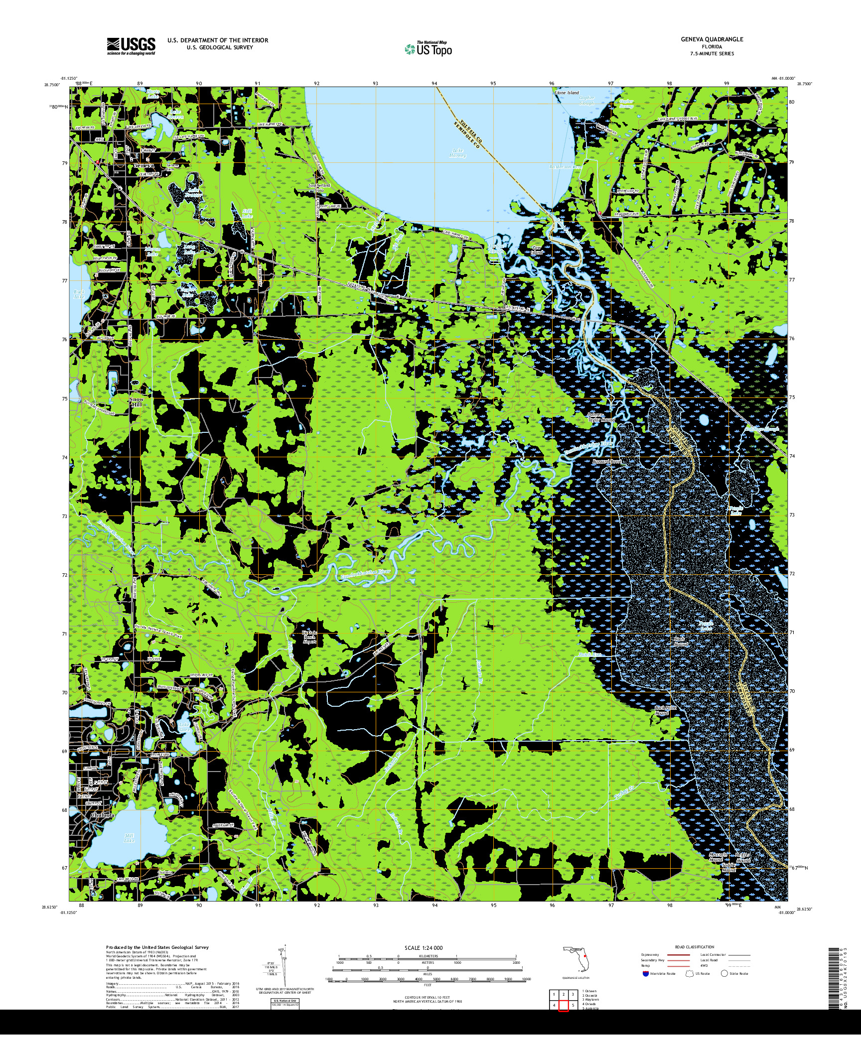 USGS US TOPO 7.5-MINUTE MAP FOR GENEVA, FL 2018