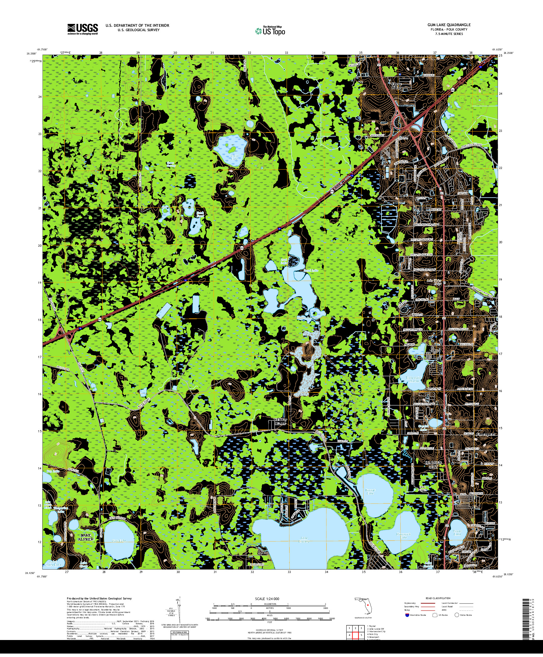 USGS US TOPO 7.5-MINUTE MAP FOR GUM LAKE, FL 2018