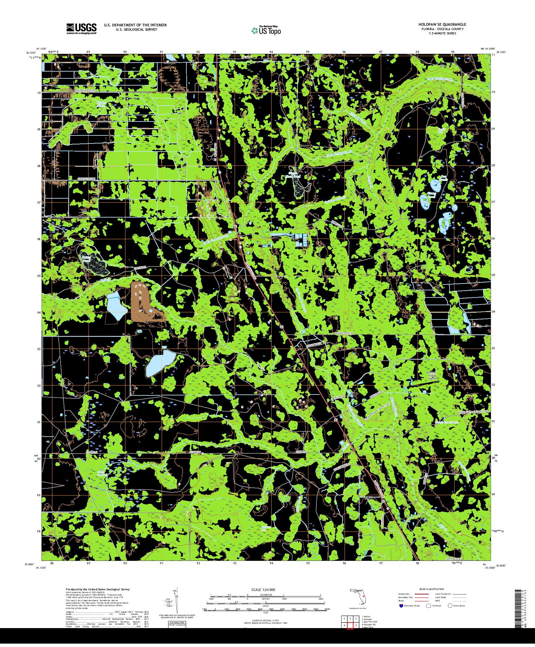 USGS US TOPO 7.5-MINUTE MAP FOR HOLOPAW SE, FL 2018