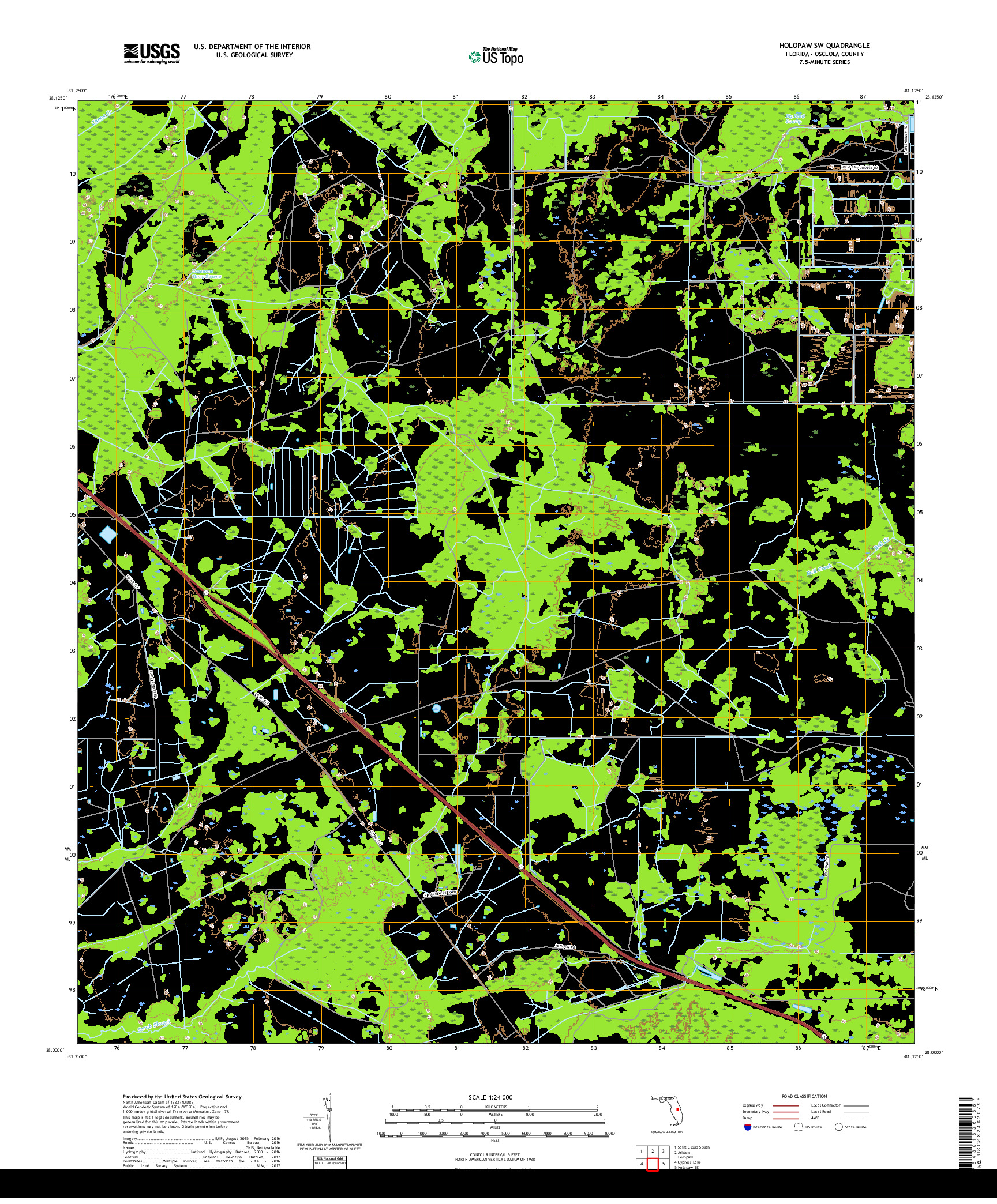 USGS US TOPO 7.5-MINUTE MAP FOR HOLOPAW SW, FL 2018