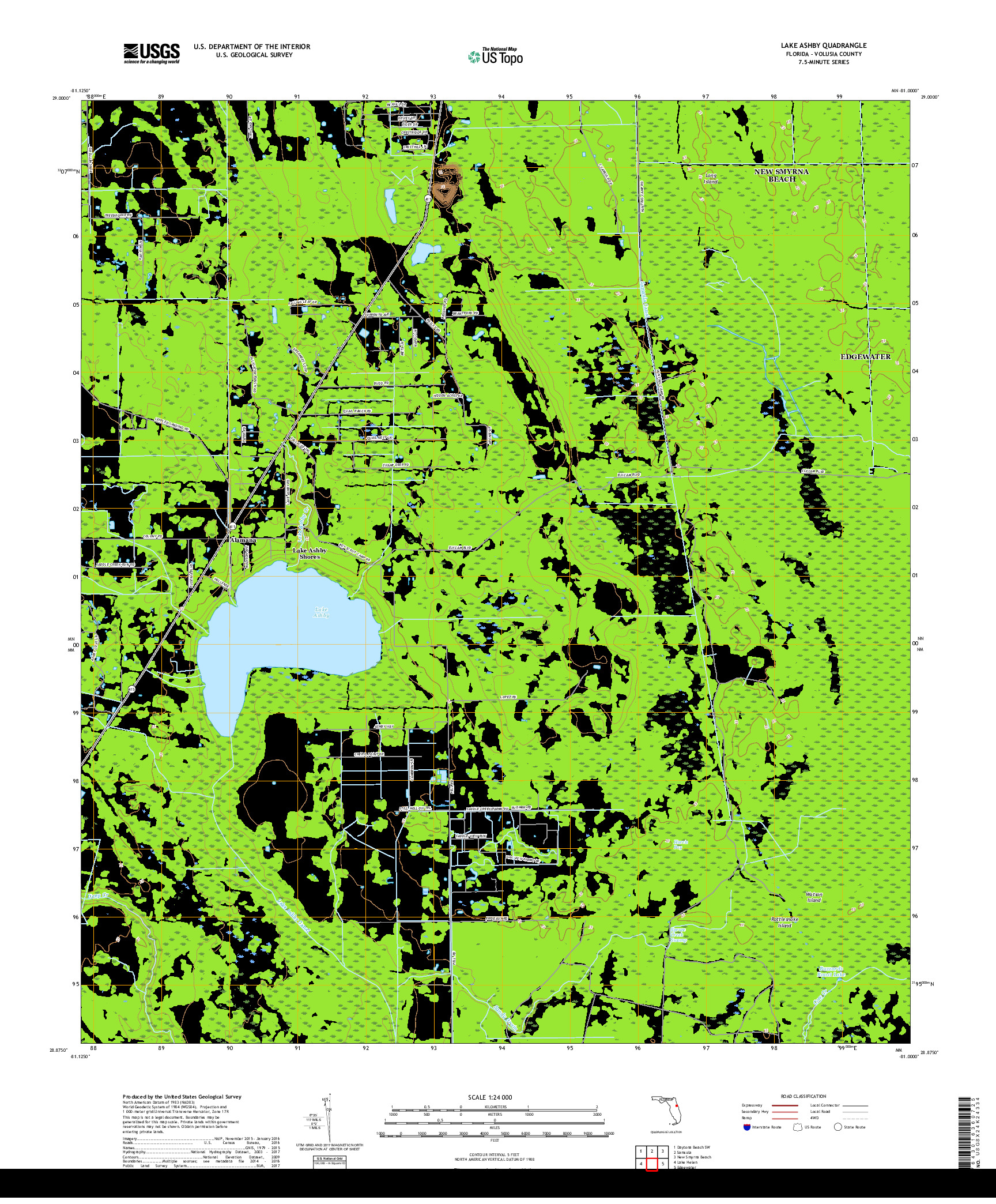 USGS US TOPO 7.5-MINUTE MAP FOR LAKE ASHBY, FL 2018
