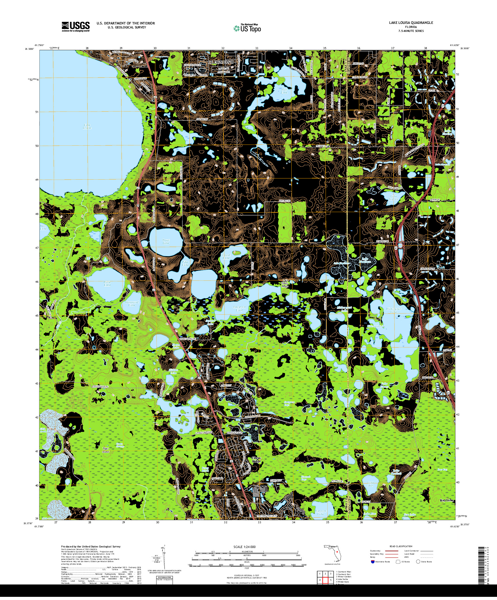 USGS US TOPO 7.5-MINUTE MAP FOR LAKE LOUISA, FL 2018