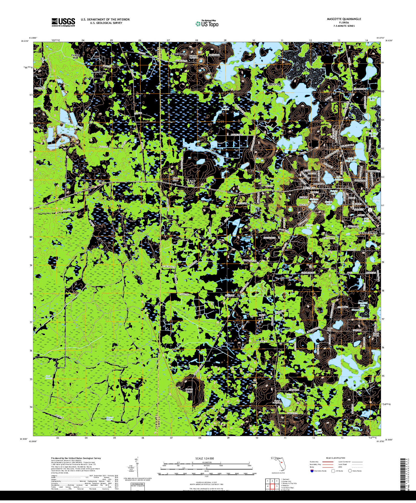 USGS US TOPO 7.5-MINUTE MAP FOR MASCOTTE, FL 2018